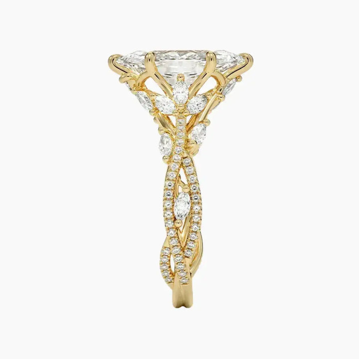 Melia Adorned Marquise Designer 1.5 Carat Lab Grown Diamond Engagement Ring in 18K Rose Gold