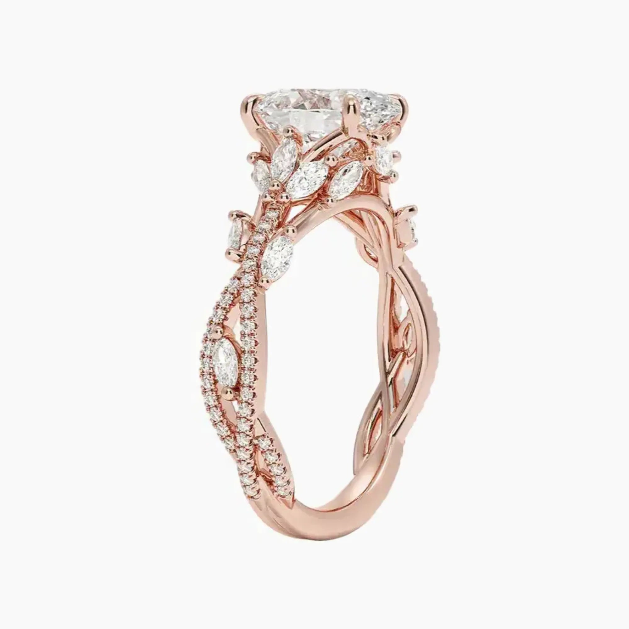 Melia Adorned Oval Designer 1.5 Carat Lab Grown Diamond Engagement Ring in 18K Yellow Gold