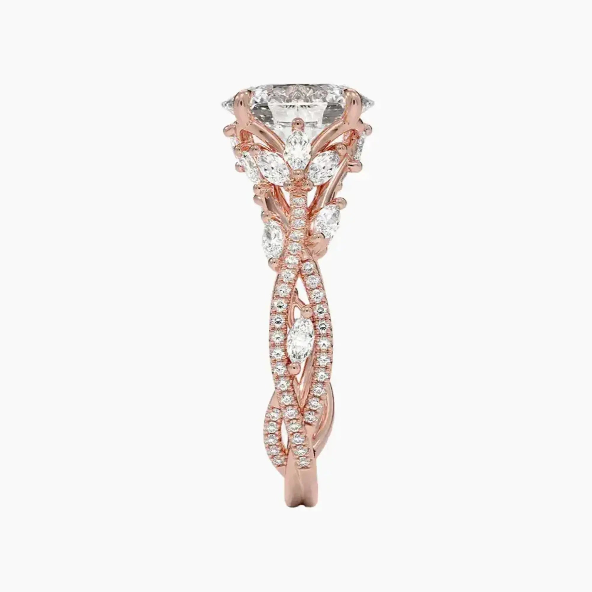 Melia Adorned Oval Designer Diamond Ring Setting in 14K Rose Gold
