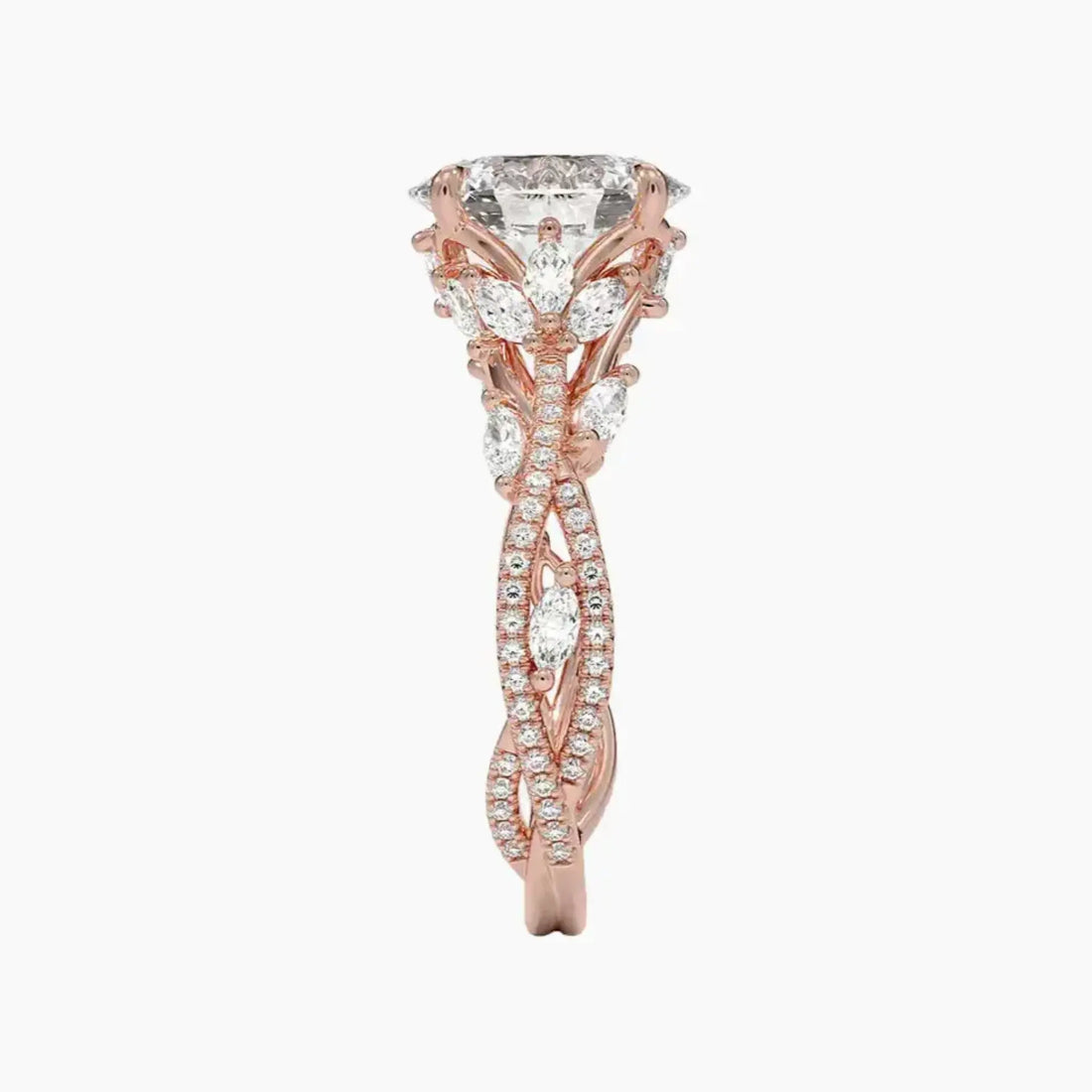Melia Adorned Oval Designer Diamond Ring Setting in 14K Rose Gold