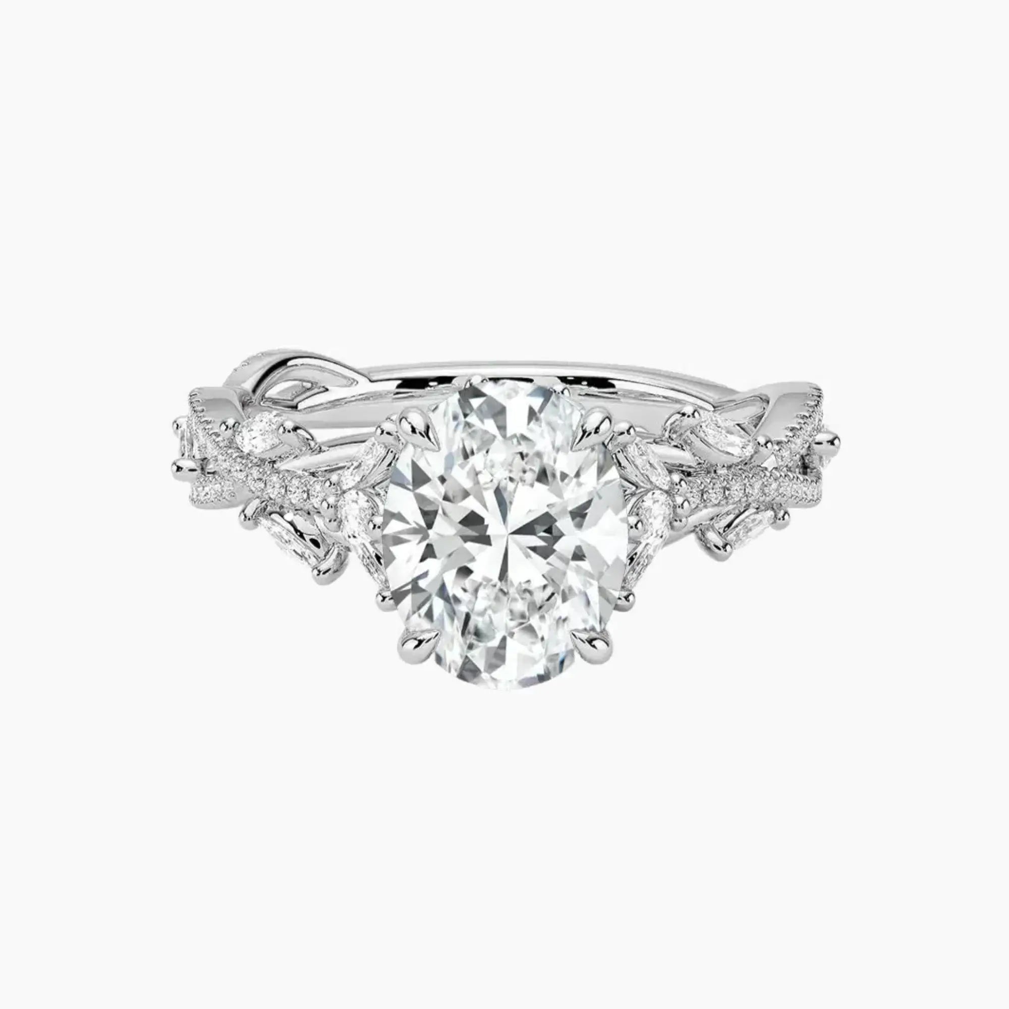 Melia Adorned Oval Designer Diamond Ring Setting in 14K Rose Gold