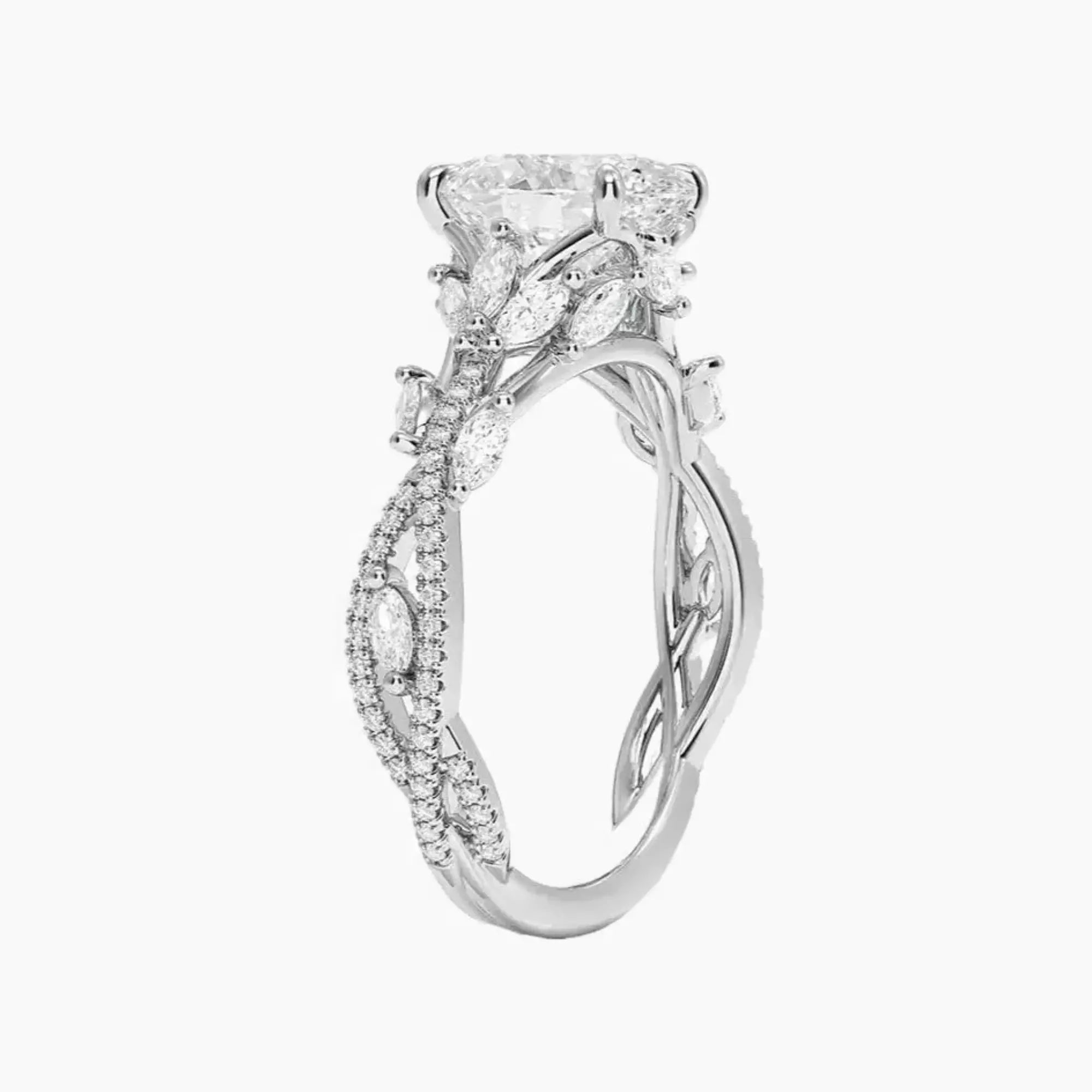 Melia Adorned Oval Designer 1.5 Carat Lab Grown Diamond Engagement Ring in 14K Yellow Gold