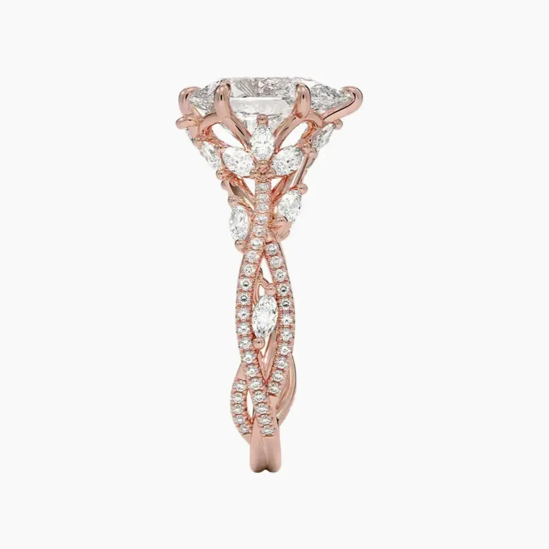 Melia Adorned Pear Designer 1.5 Carat Lab Grown Diamond Engagement Ring in 14K Yellow Gold
