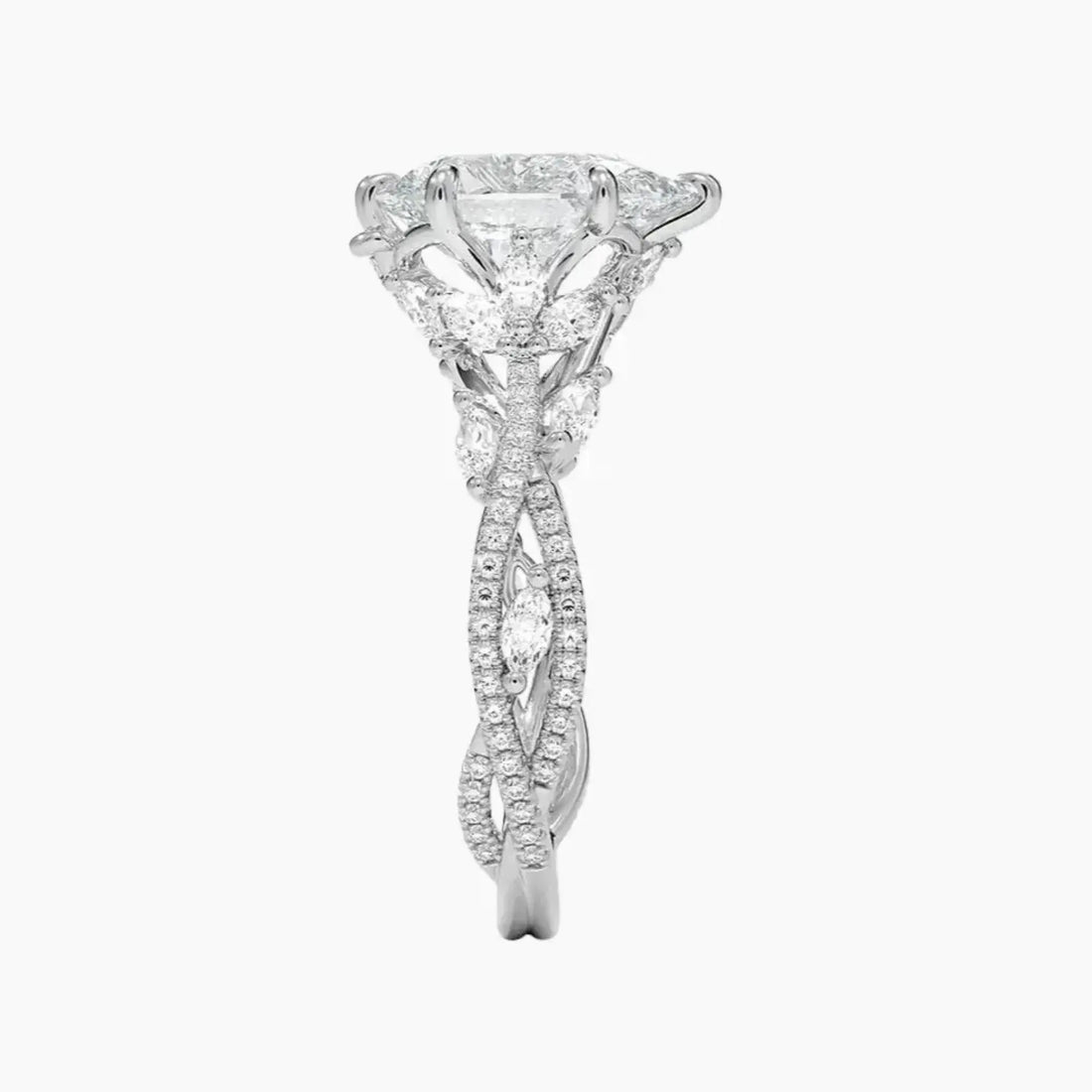Melia Adorned Pear Designer 2.5 Carat Lab Grown Diamond Engagement Ring in 14K Rose Gold