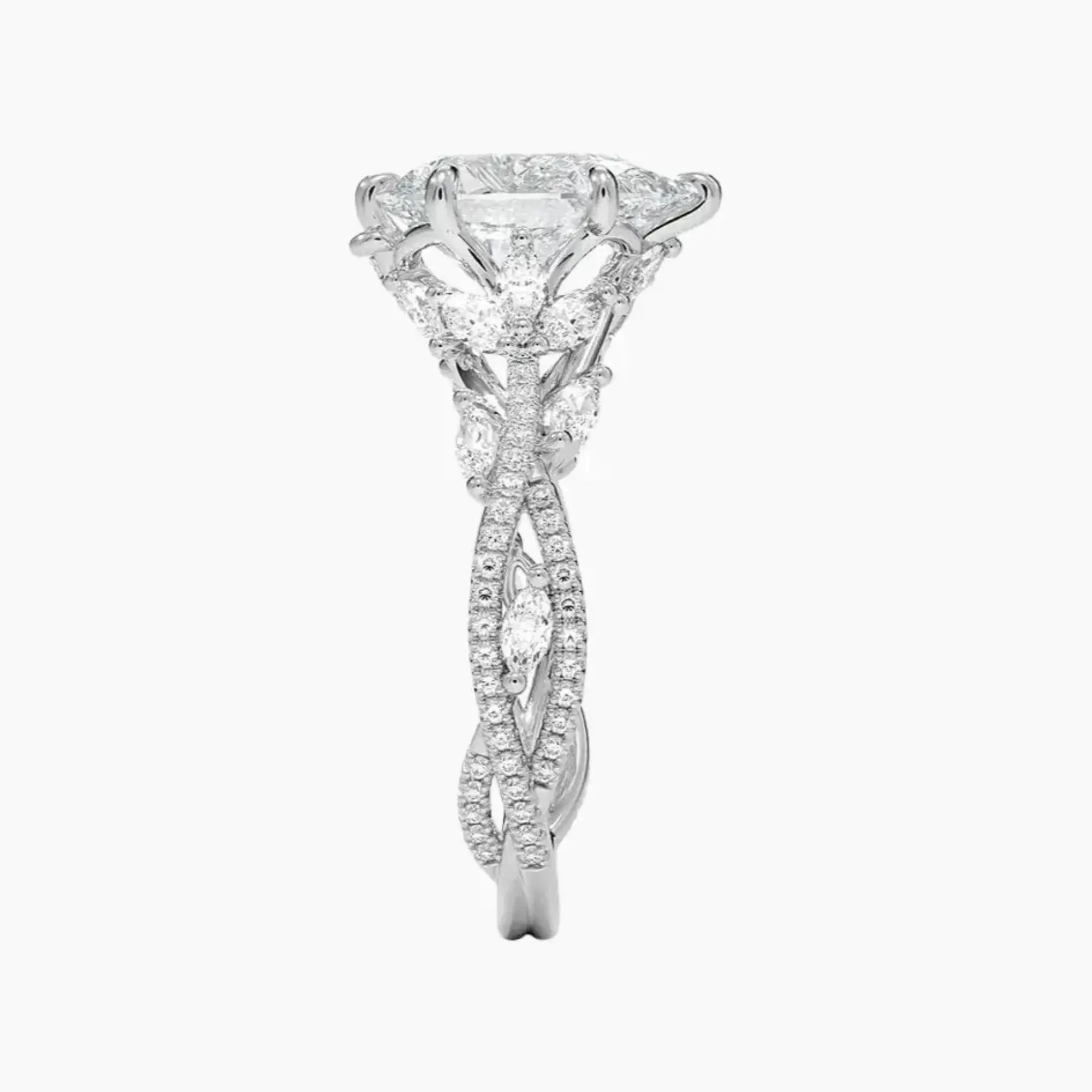 Melia Adorned Pear Designer 1.5 Carat Lab Grown Diamond Engagement Ring in 14K Yellow Gold