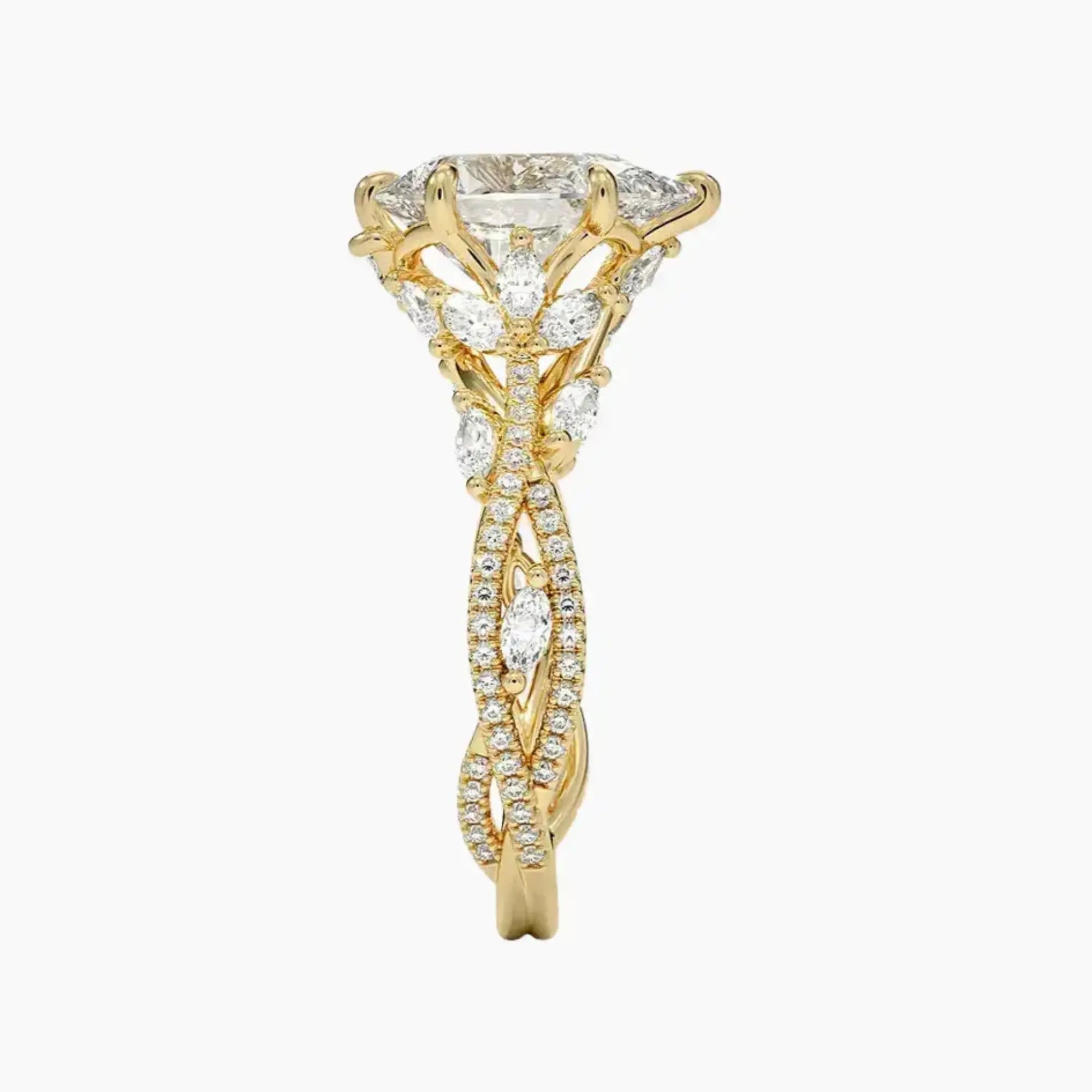 Melia Adorned Pear Designer Diamond Ring Setting in 14K White Gold