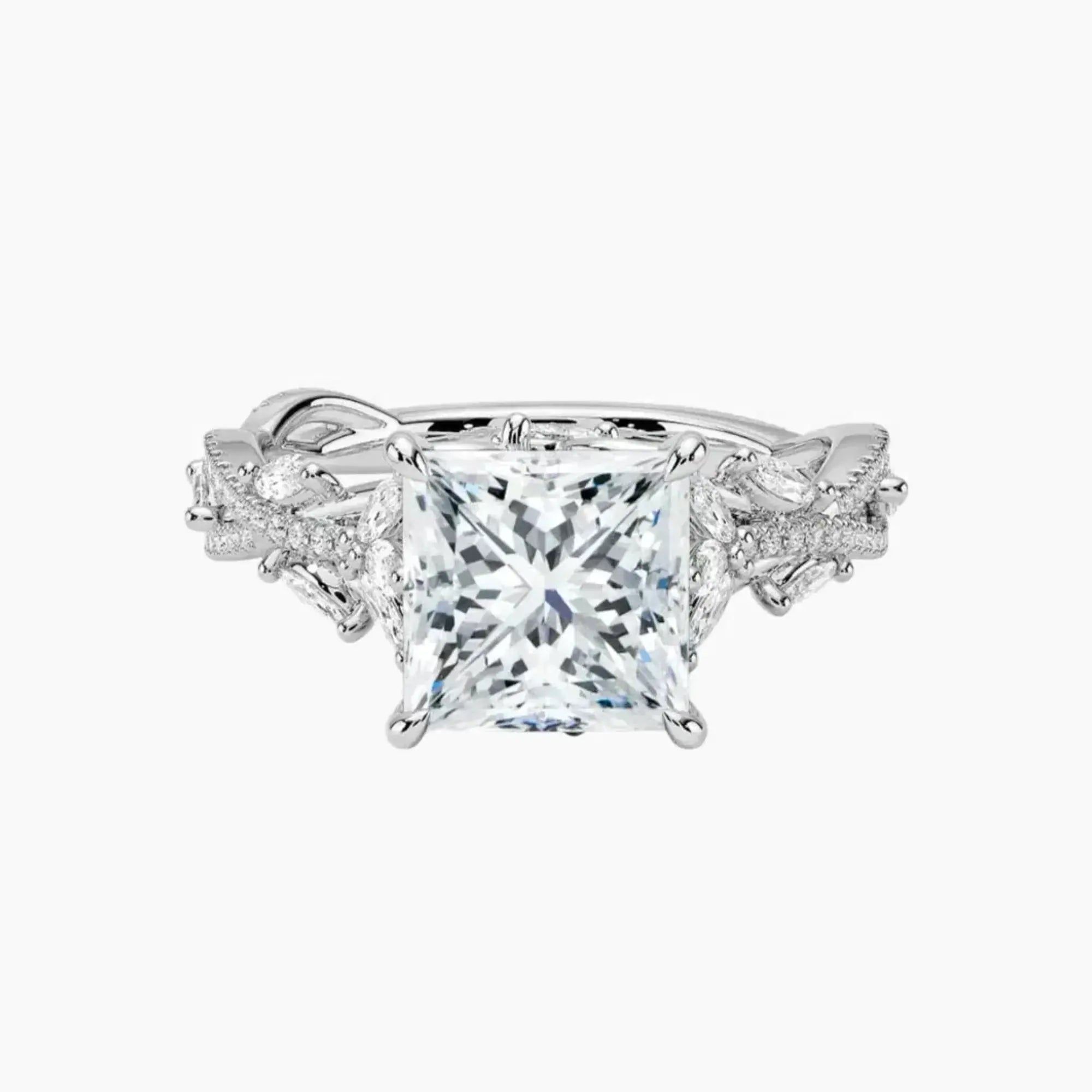 Melia Adorned Princess Designer 2.5 Carat Lab Grown Diamond Engagement Ring in 14K Rose Gold