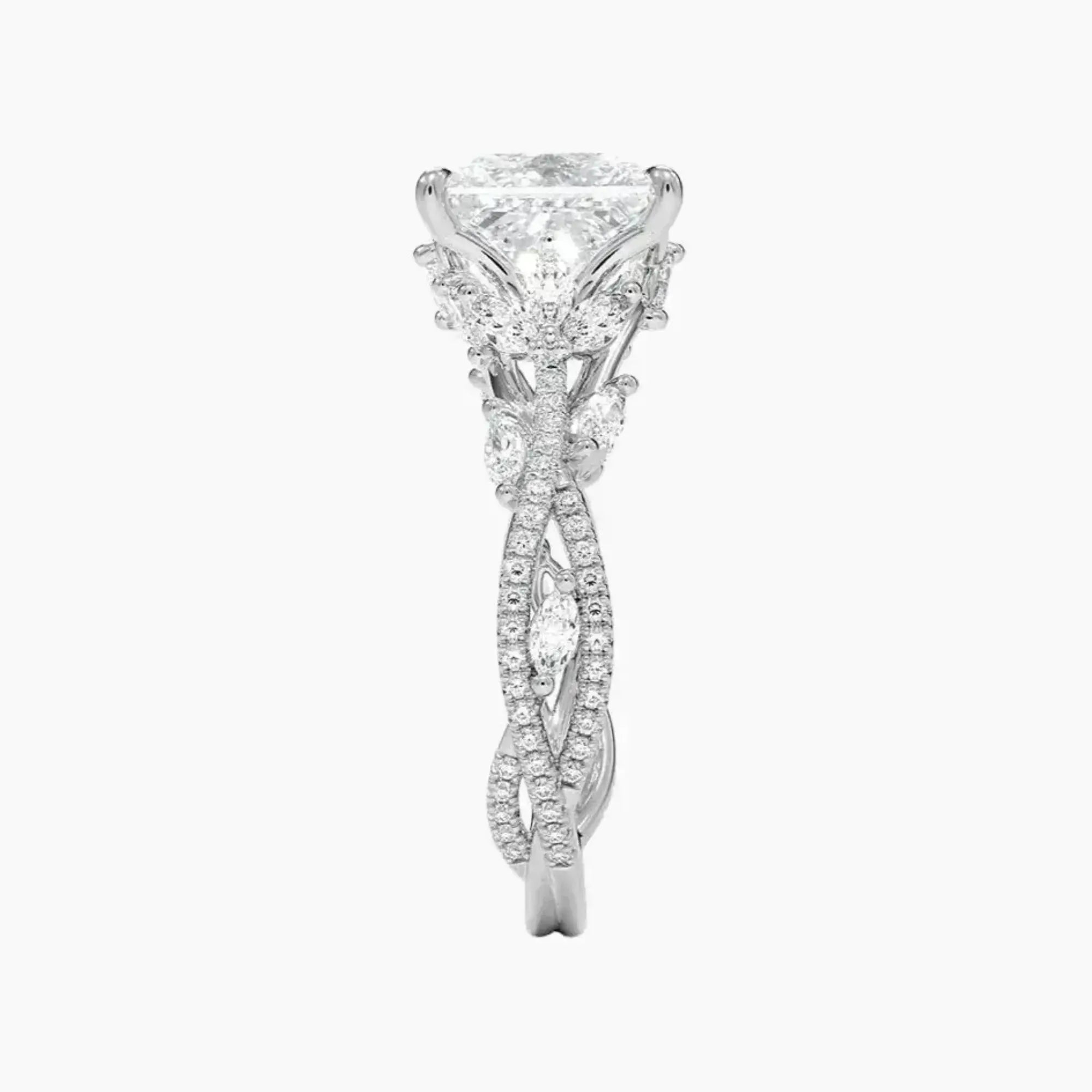 Melia Adorned Princess Designer 1 Carat Lab Grown Diamond Engagement Ring in 14K White Gold
