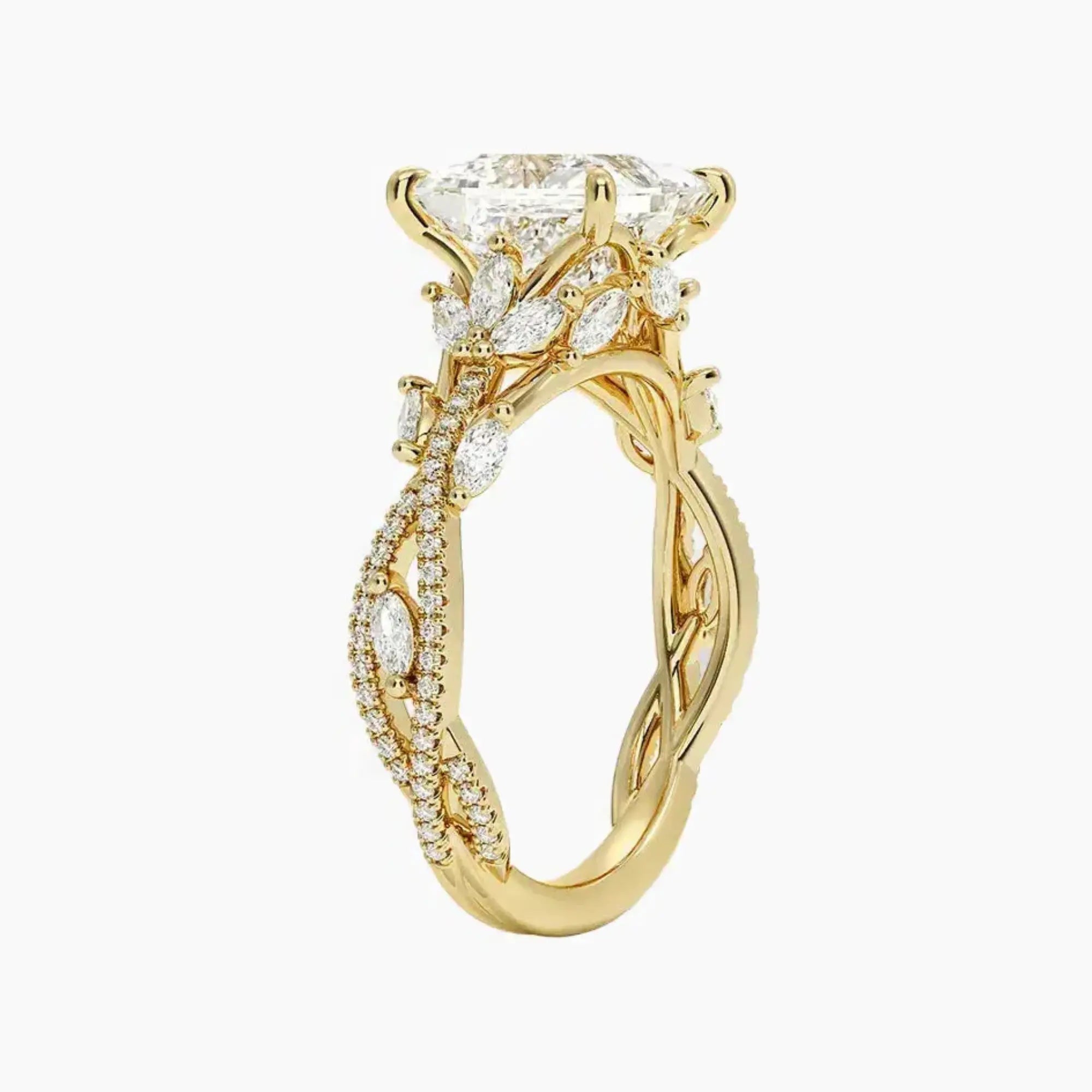 Melia Adorned Princess Designer 1 Carat Lab Grown Diamond Engagement Ring in 14K Rose Gold