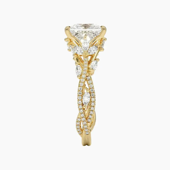 Melia Adorned Princess Designer 3 Carat Lab Grown Diamond Engagement Ring in 18K Rose Gold