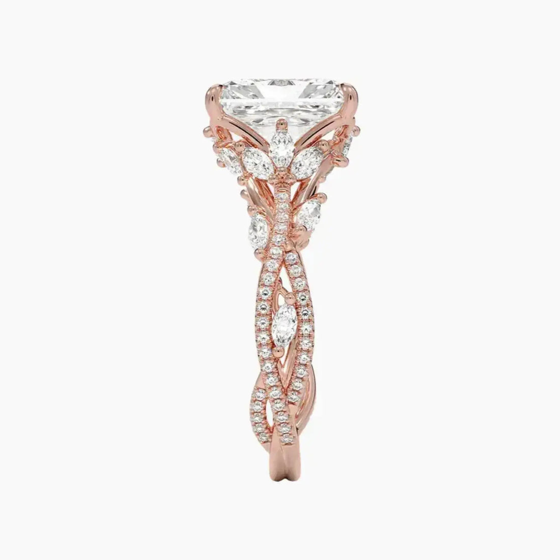 Melia Adorned Radiant Designer 1.5 Carat Lab Grown Diamond Engagement Ring in 18K Yellow Gold