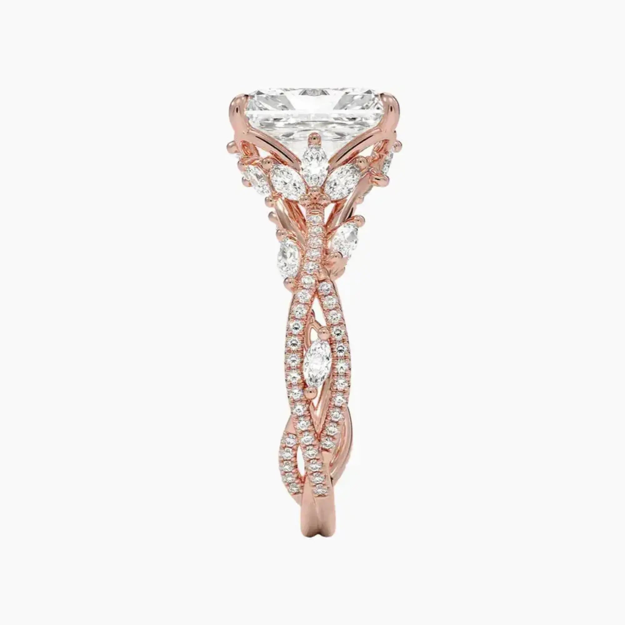 Melia Adorned Radiant Designer 2 Carat Lab Grown Diamond Engagement Ring in 18K White Gold