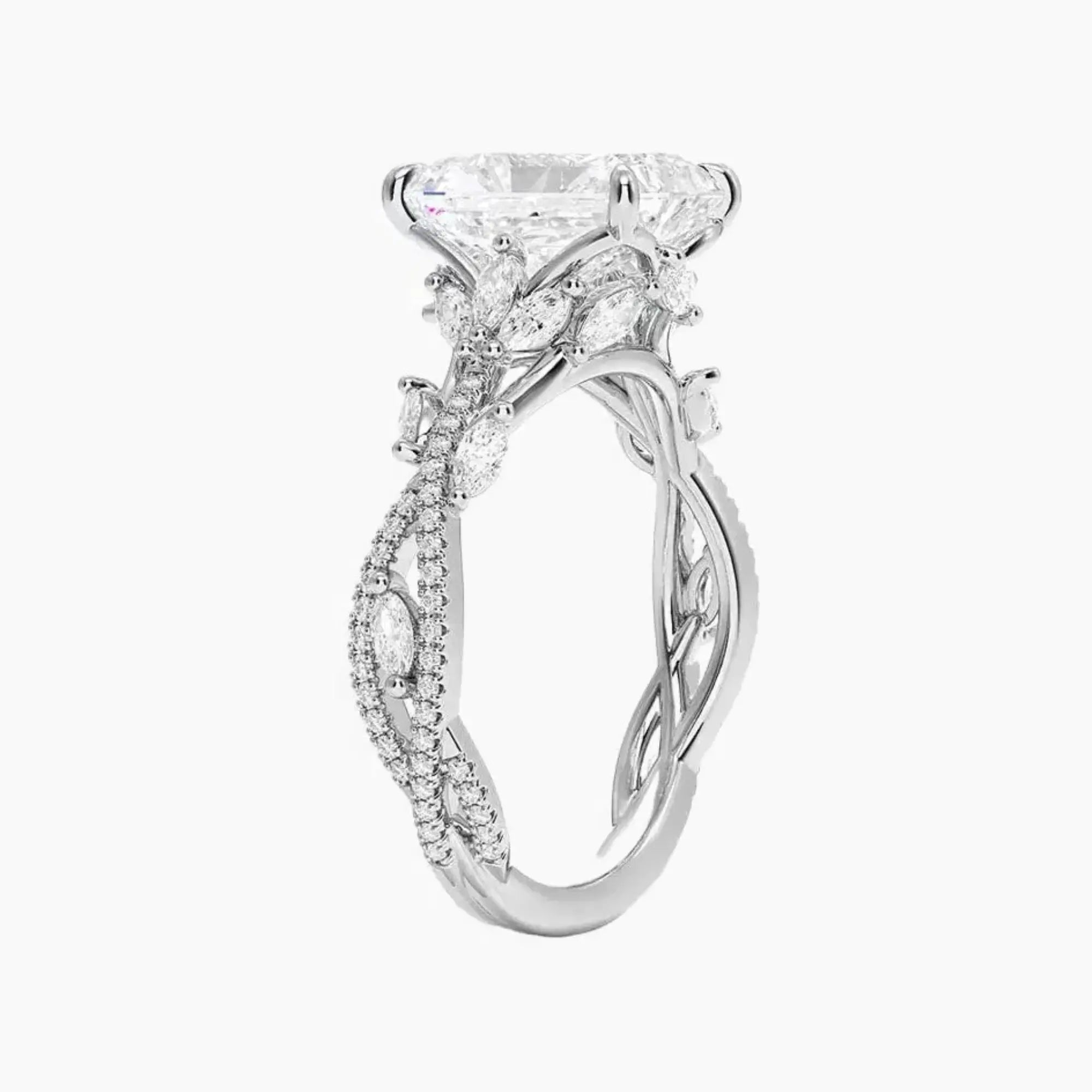 Melia Adorned Radiant Designer 2 Carat Lab Grown Diamond Engagement Ring in 14K White Gold