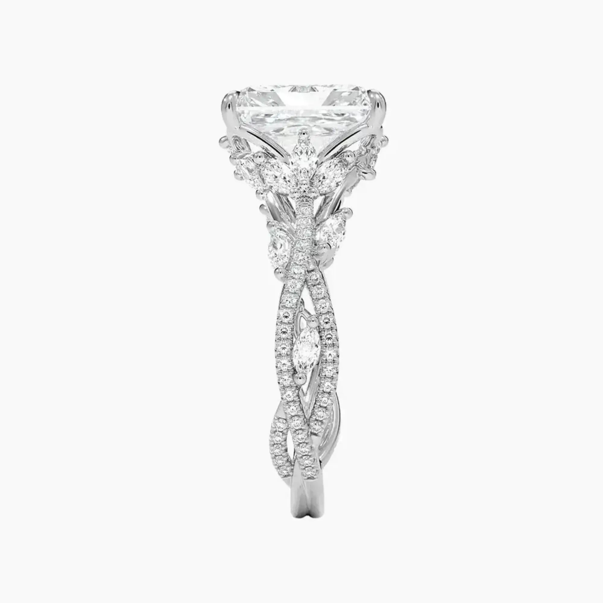 Melia Adorned Radiant Designer 3 Carat Lab Grown Diamond Engagement Ring in 18K Yellow Gold