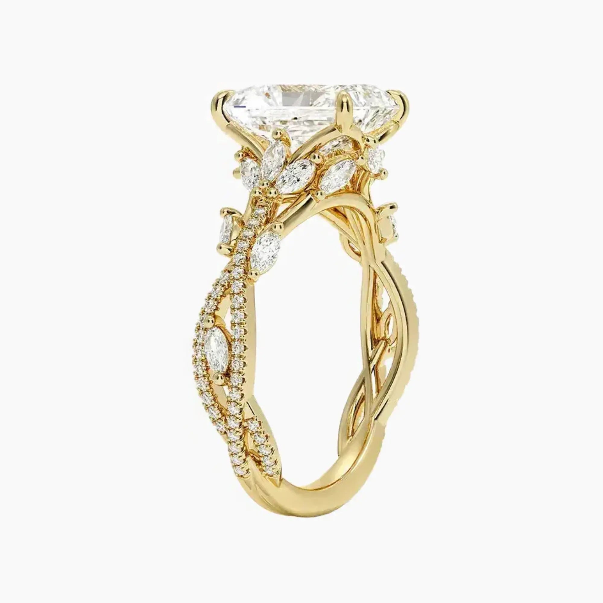 Melia Adorned Radiant Designer 2 Carat Lab Grown Diamond Engagement Ring in 14K White Gold