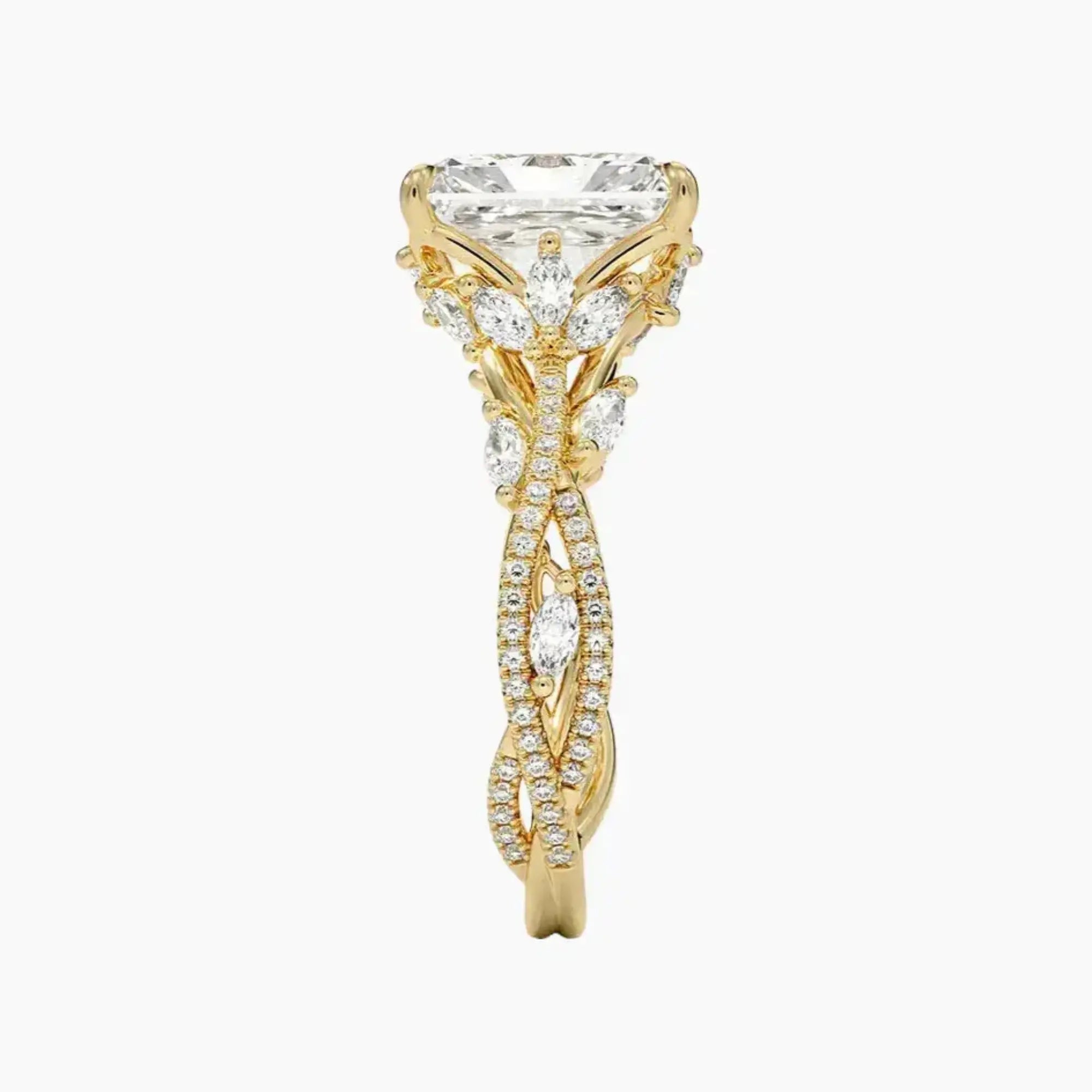 Melia Adorned Radiant Designer 2 Carat Lab Grown Diamond Engagement Ring in 14K White Gold