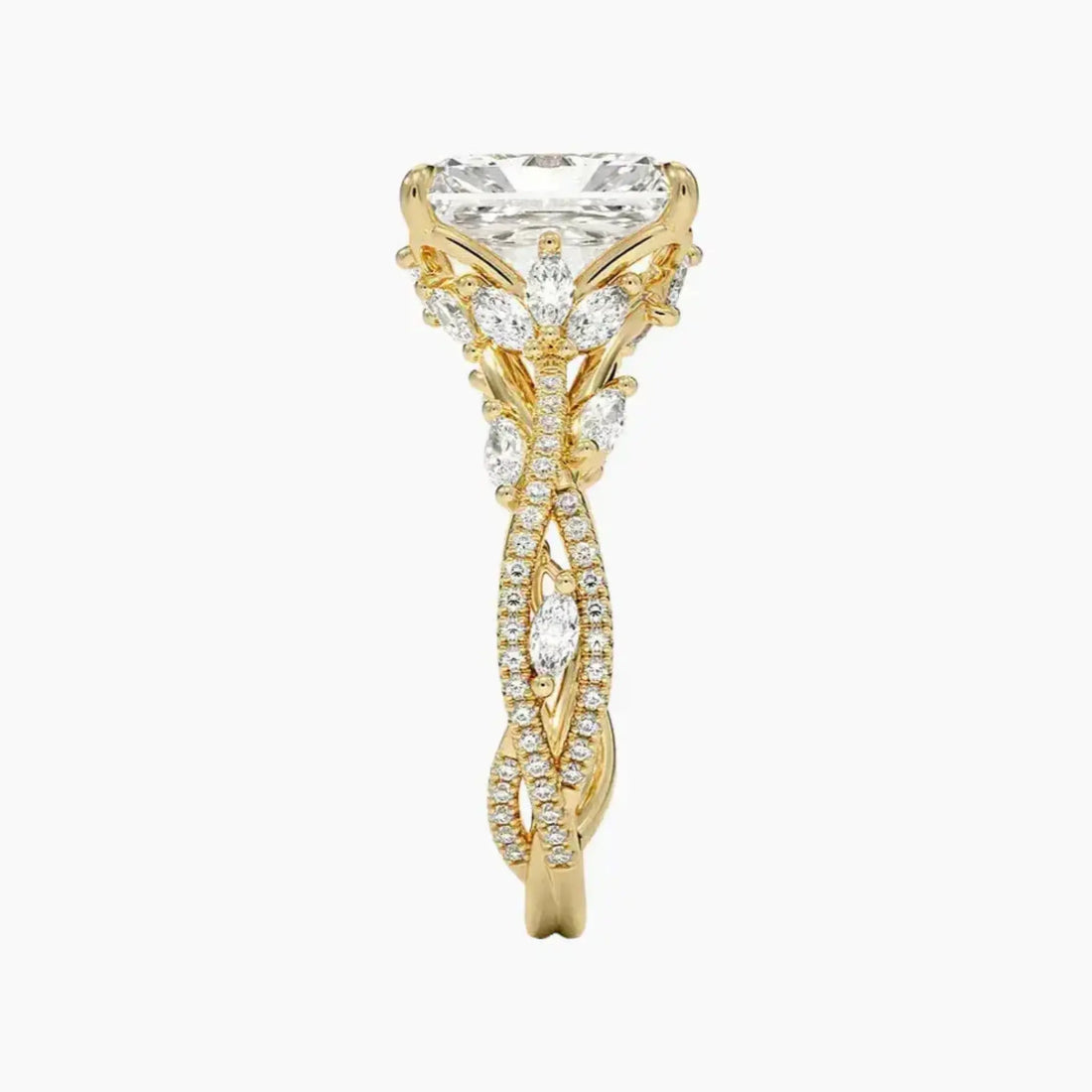 Melia Adorned Radiant Designer 1.5 Carat Lab Grown Diamond Engagement Ring in 14K White Gold