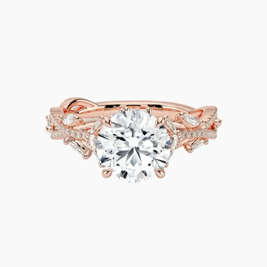 Melia Adorned Round Designer 2 Carat Lab Grown Diamond Engagement Ring in 14K White Gold