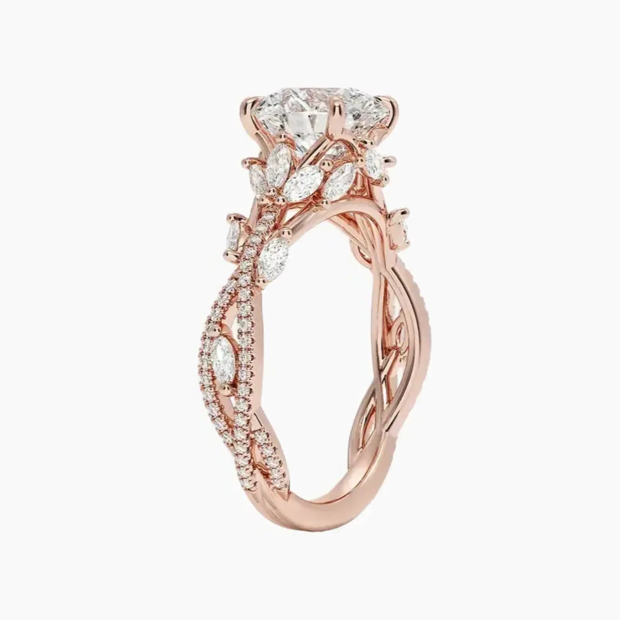 Melia Adorned Round Designer 2.5 Carat Lab Grown Diamond Engagement Ring in 18K Yellow Gold