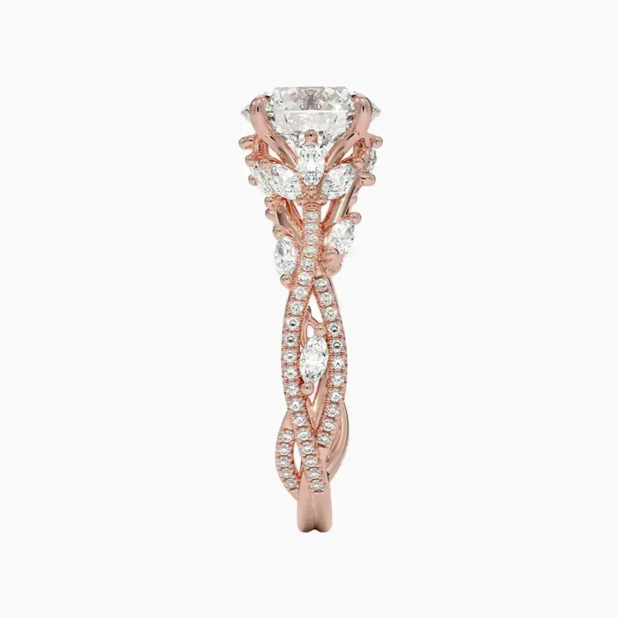 Melia Adorned Round Designer 1.5 Carat Lab Grown Diamond Engagement Ring in 14K Yellow Gold