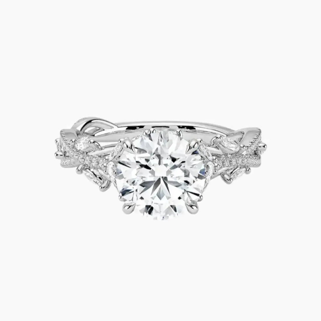 Melia Adorned Round Designer Diamond Ring Setting in 18K Yellow Gold