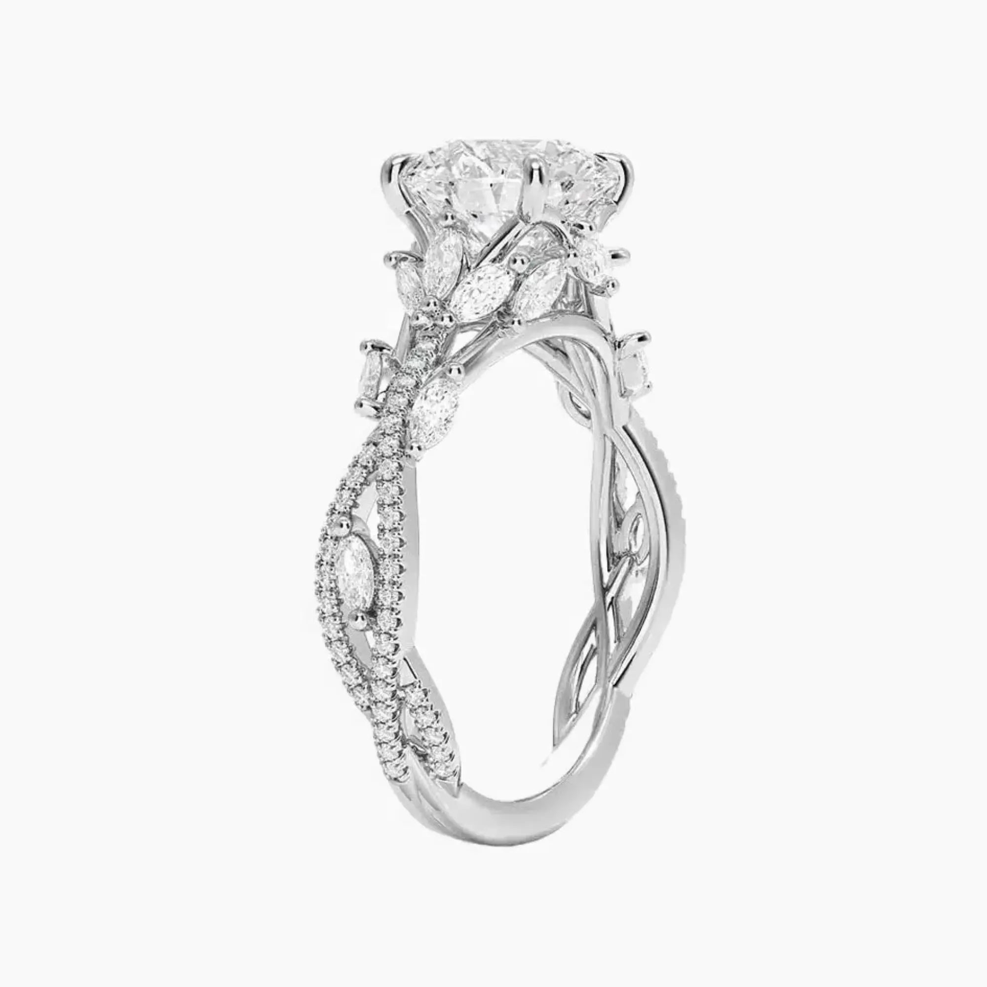 Melia Adorned Round Designer 1 Carat Lab Grown Diamond Engagement Ring in 18K Yellow Gold