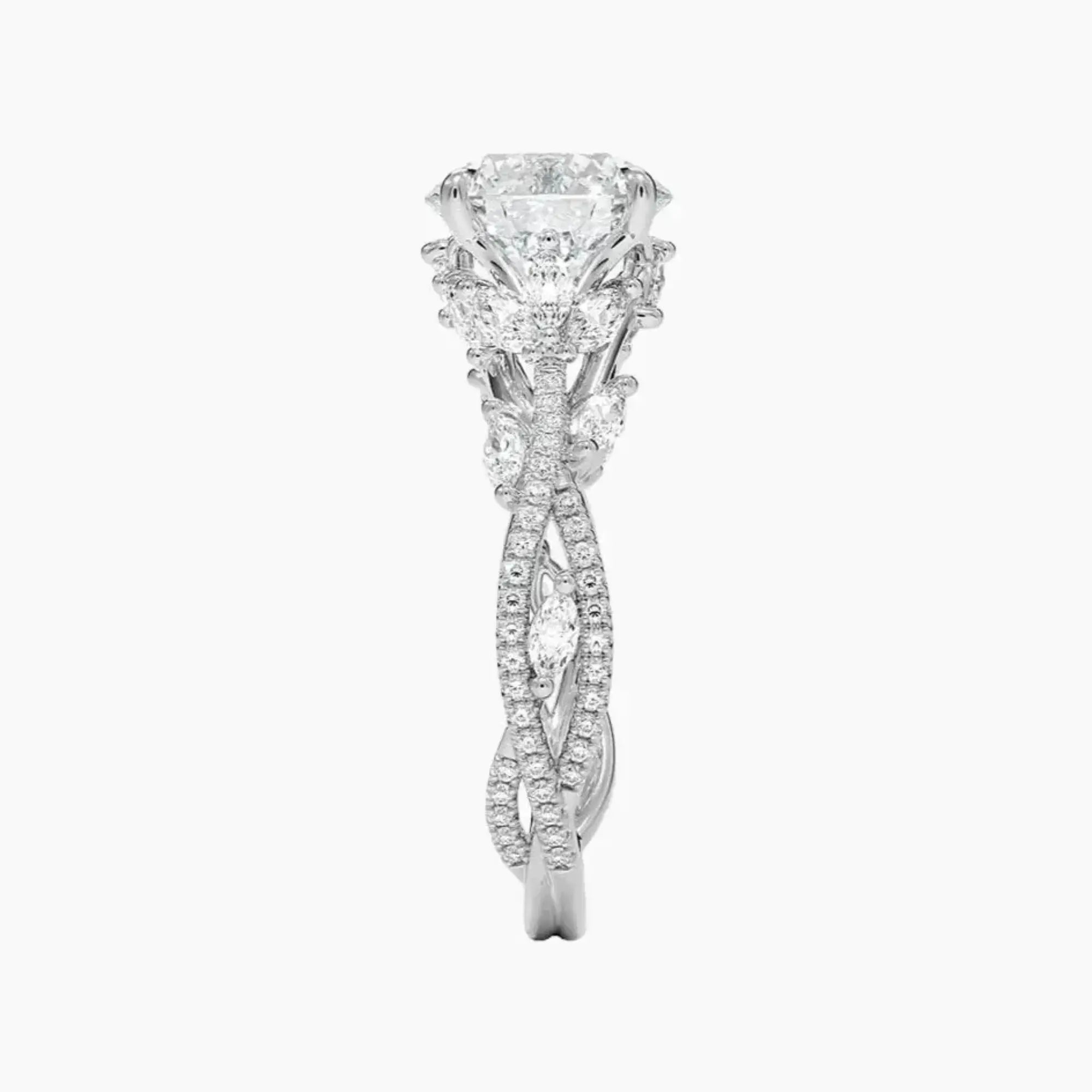 Melia Adorned Round Designer 1 Carat Lab Grown Diamond Engagement Ring in 18K Rose Gold