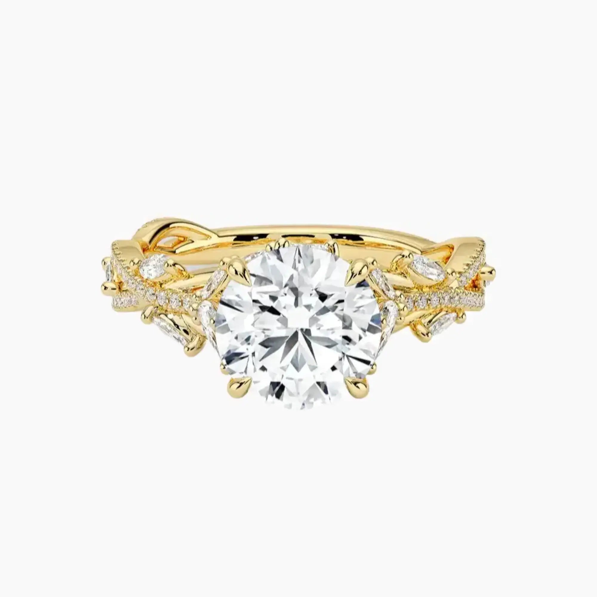 Melia Adorned Round Designer 1 Carat Lab Grown Diamond Engagement Ring in 14K White Gold