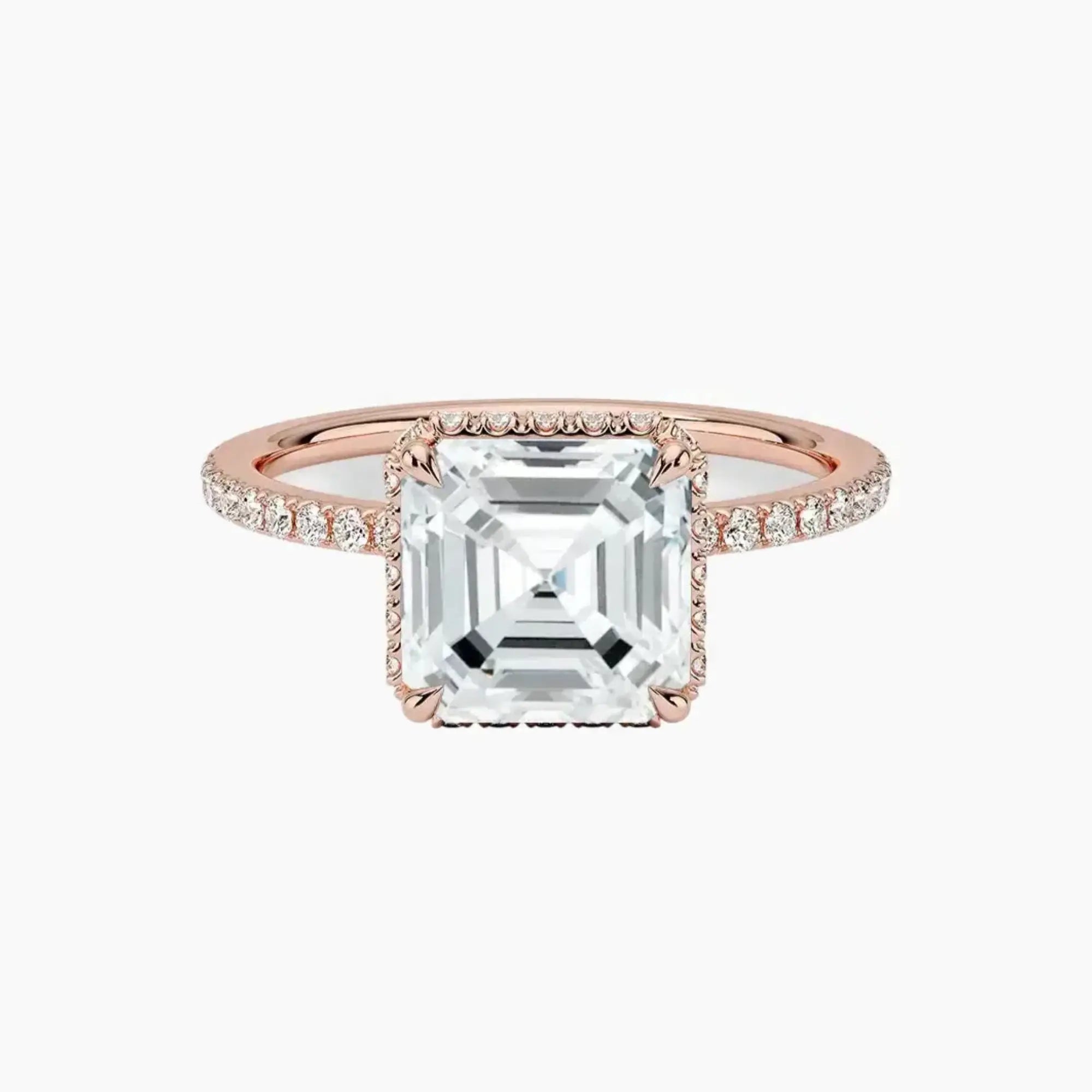 Mirabel Pave Asscher Hidden Halo Diamond Ring Setting in 14K White Gold