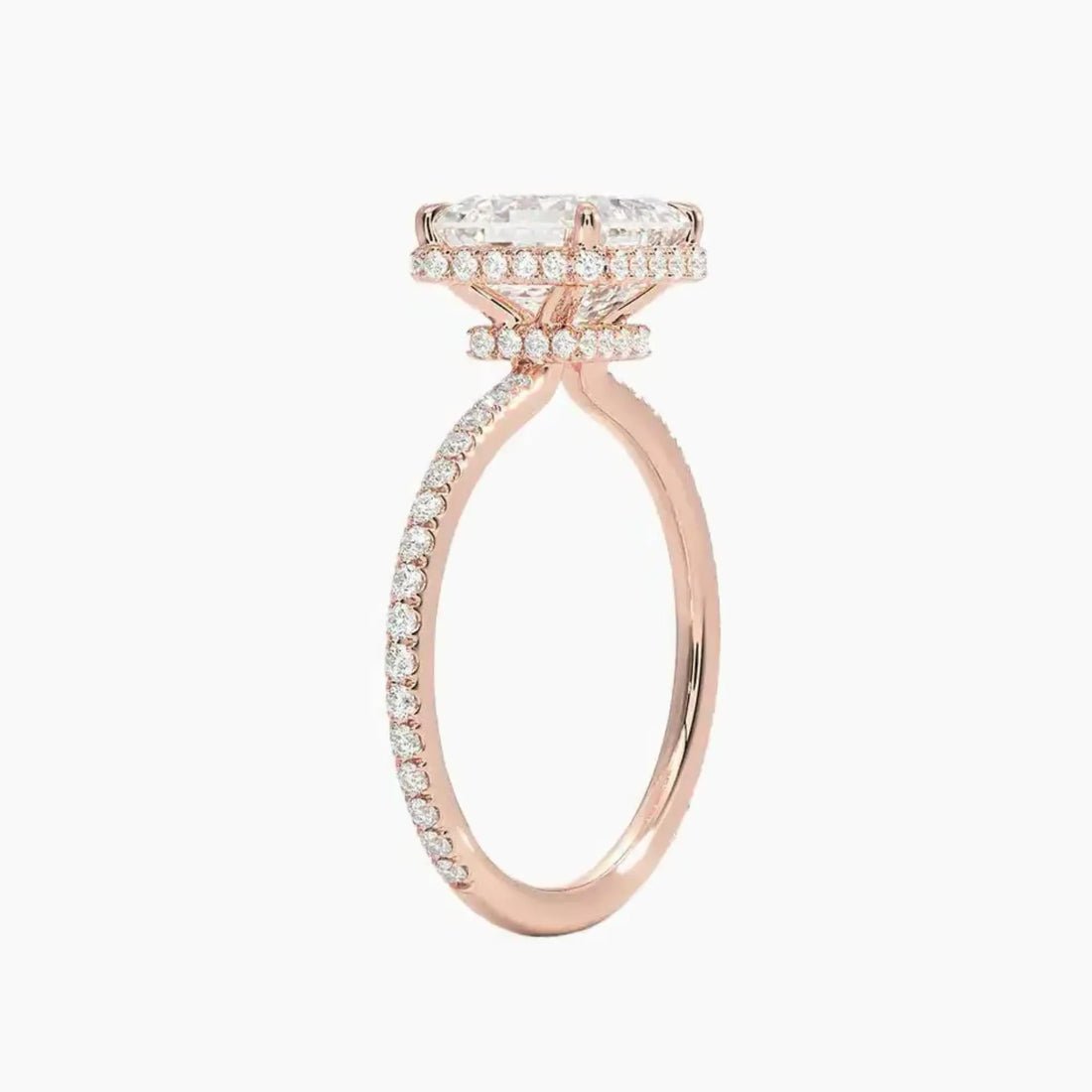 Mirabel Pave Asscher Hidden Halo 2.5 Carat Lab Grown Diamond Engagement Ring in 14K Yellow Gold