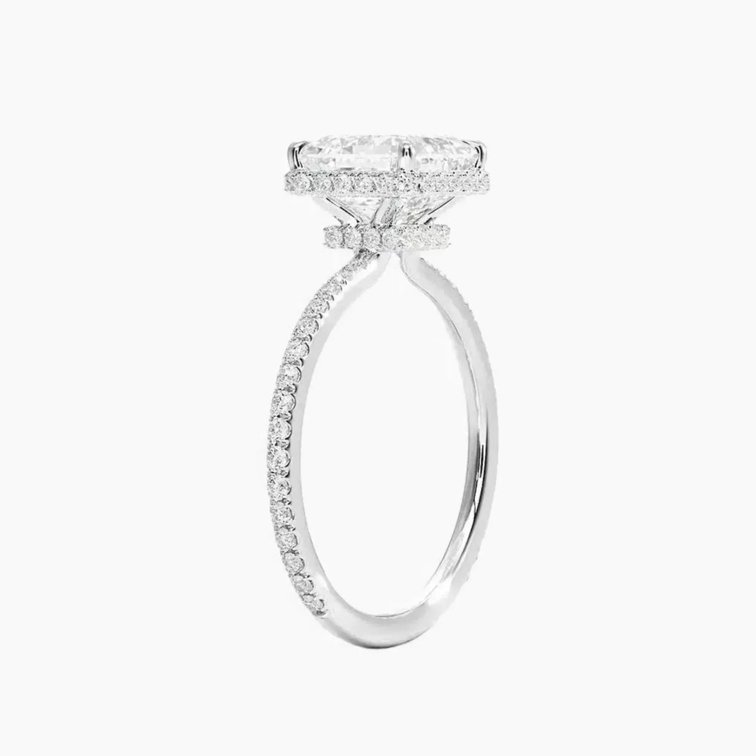Mirabel Pave Asscher Hidden Halo 1.5 Carat Lab Grown Diamond Engagement Ring in 18K Rose Gold