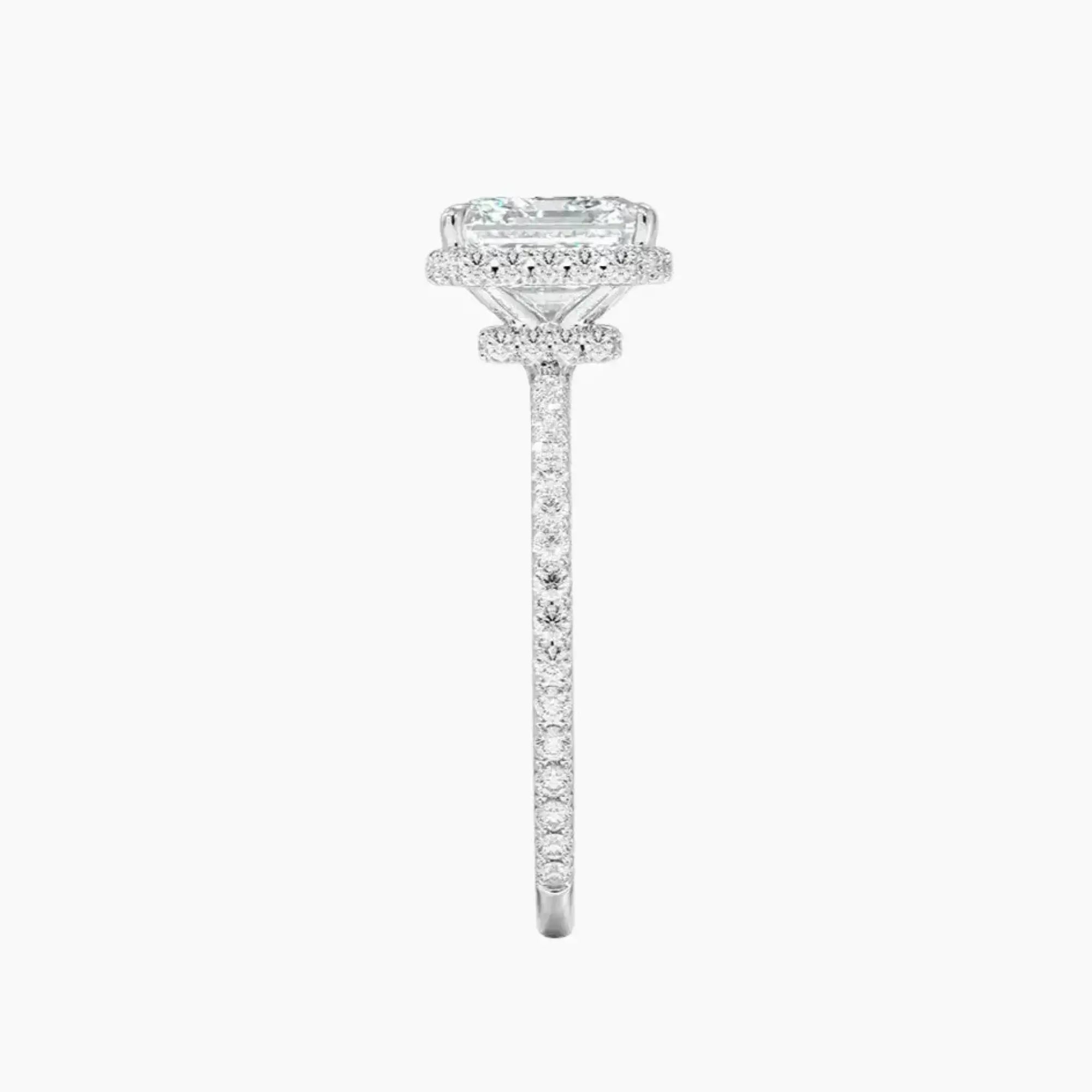 Mirabel Pave Asscher Hidden Halo 2 Carat Lab Grown Diamond Engagement Ring in 18K Rose Gold