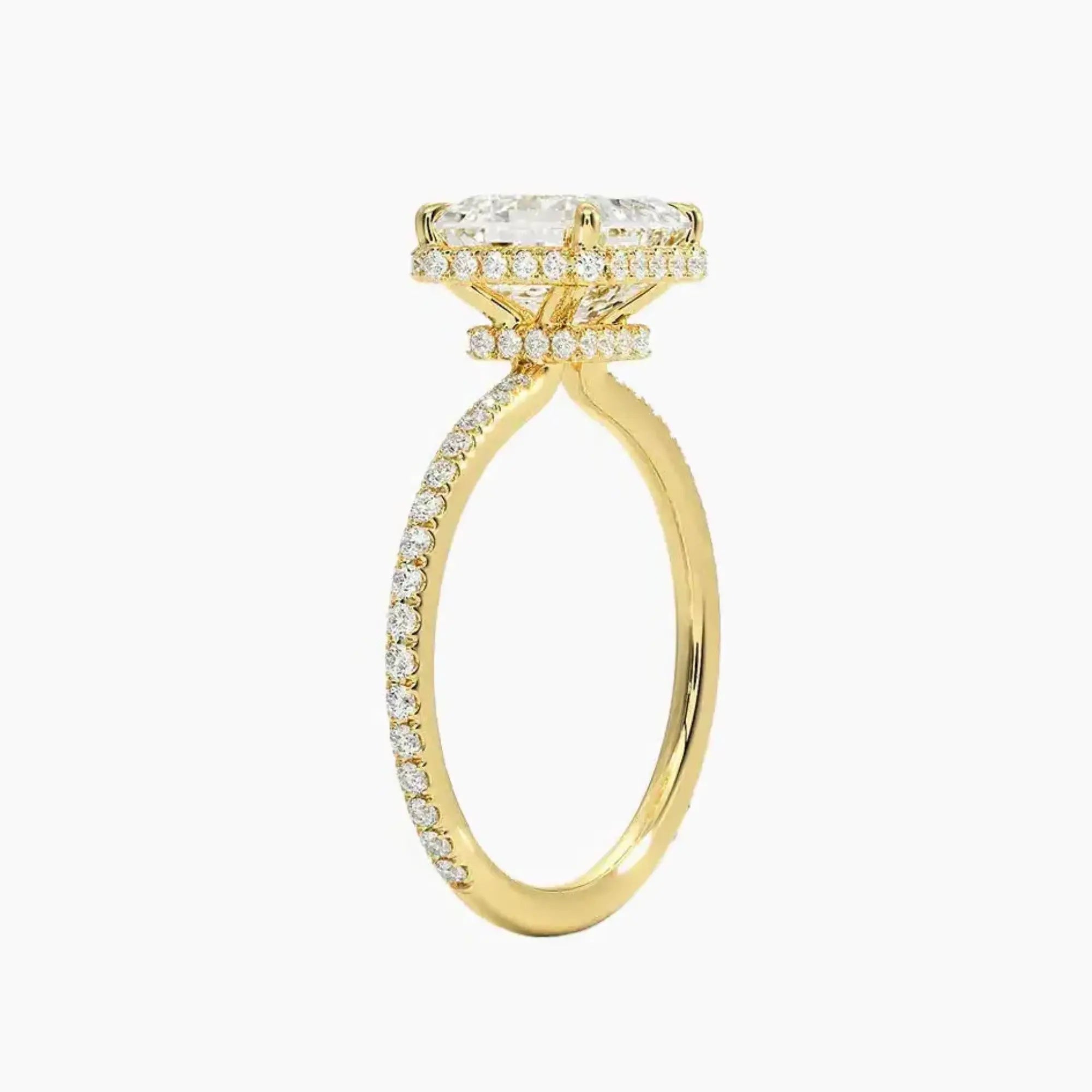 Mirabel Pave Asscher Hidden Halo 1.5 Carat Lab Grown Diamond Engagement Ring in 14K White Gold