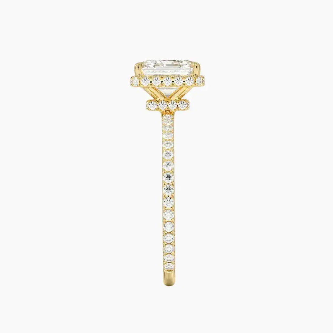 Mirabel Pave Asscher Hidden Halo Diamond Ring Setting in 14K White Gold