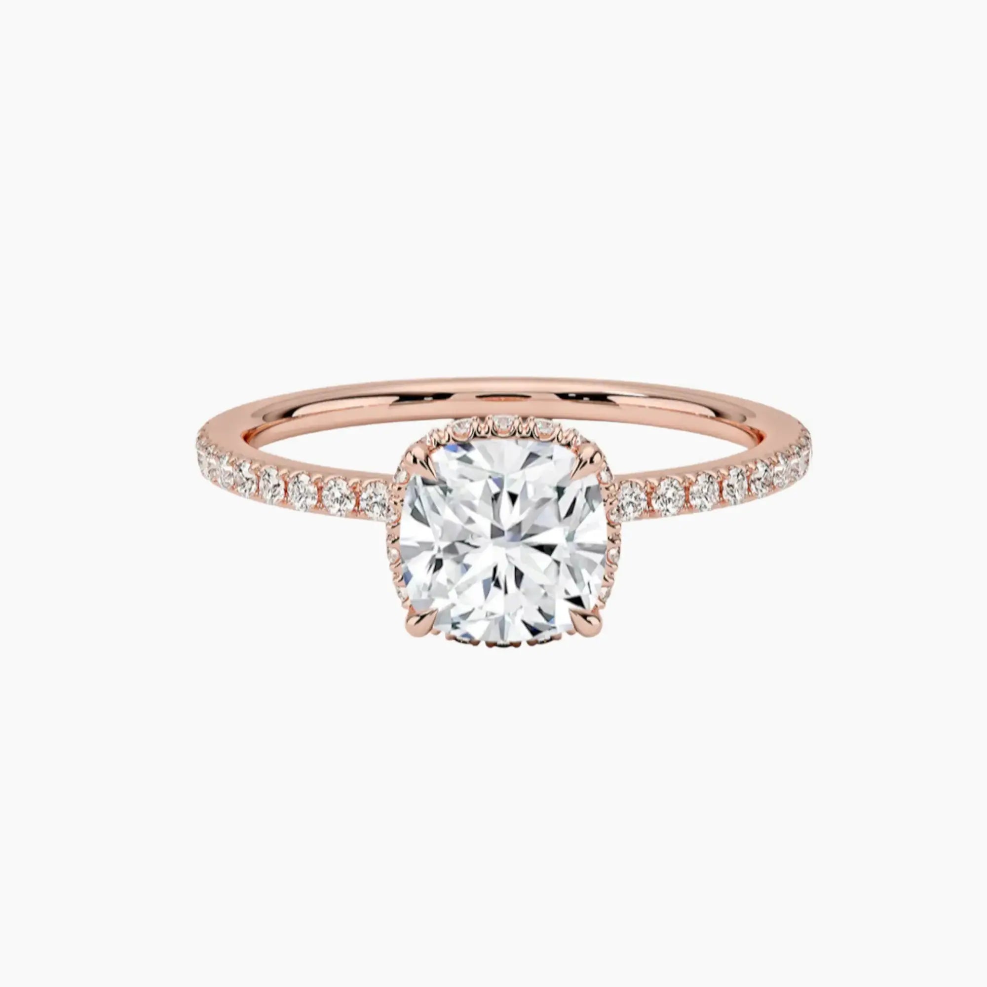 Mirabel Pave Cushion Hidden Halo 2.5 Carat Lab Grown Diamond Engagement Ring in 14K White Gold