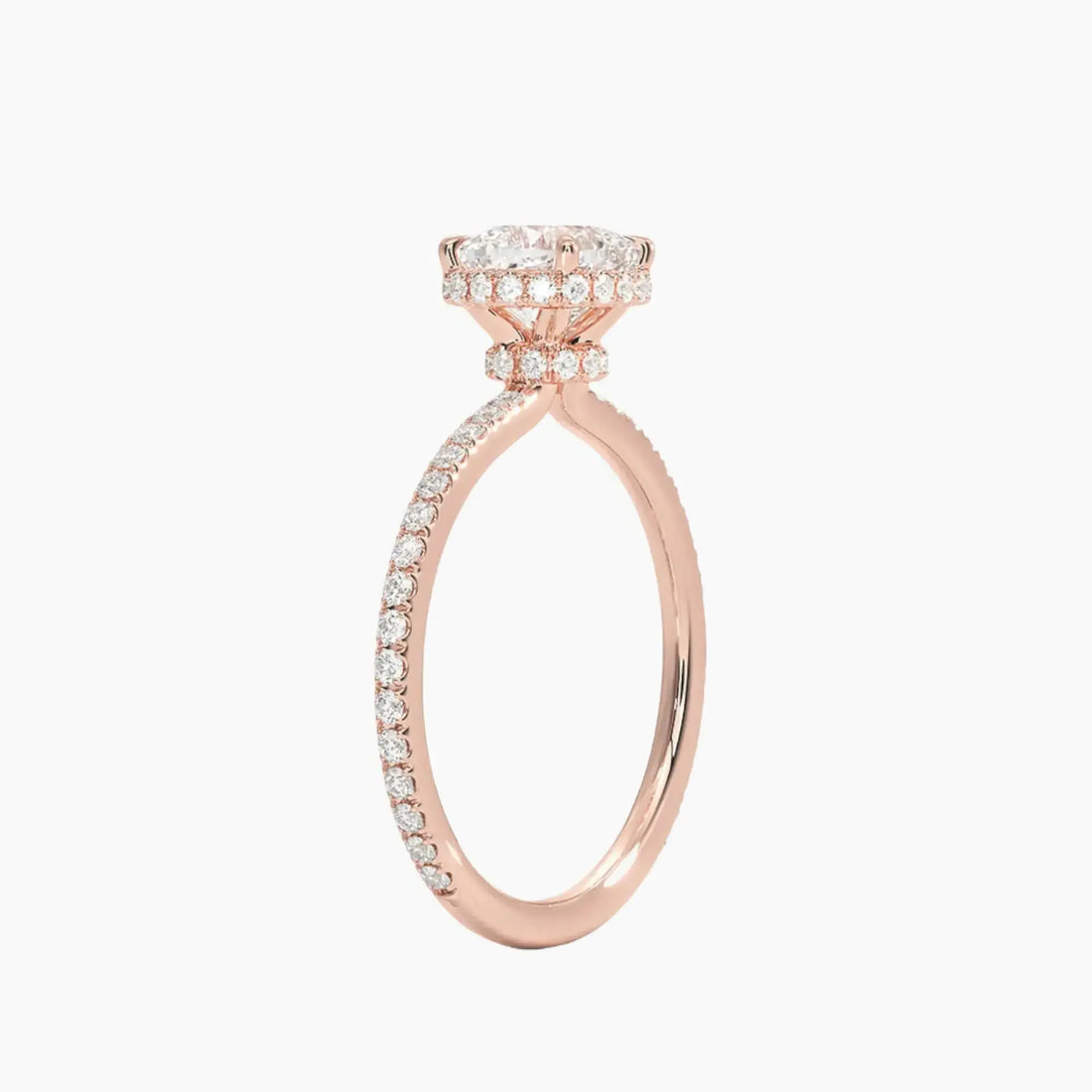 Mirabel Pave Cushion Hidden Halo 2.5 Carat Lab Grown Diamond Engagement Ring in 14K White Gold