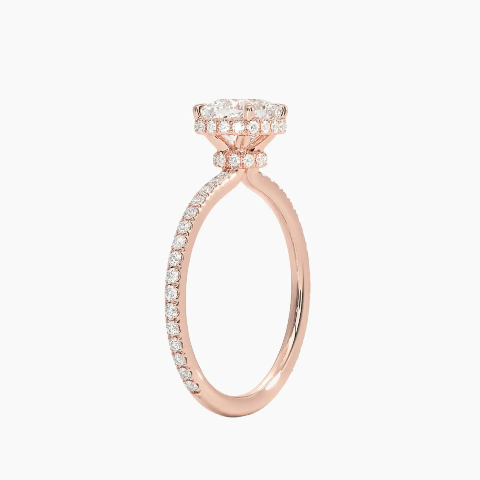 Mirabel Pave Cushion Hidden Halo 1.5 Carat Lab Grown Diamond Engagement Ring in 18K White Gold