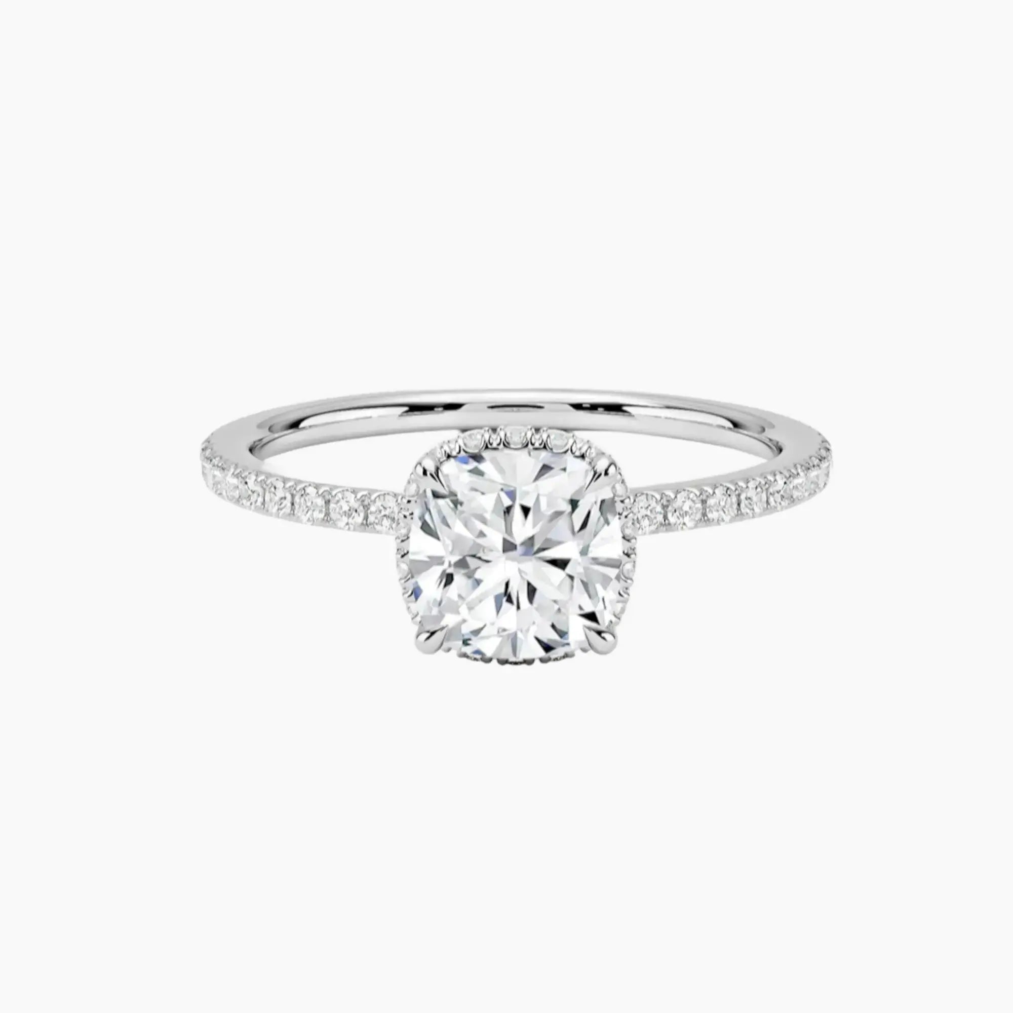 Mirabel Pave Cushion Hidden Halo 1 Carat Lab Grown Diamond Engagement Ring in 14K Rose Gold