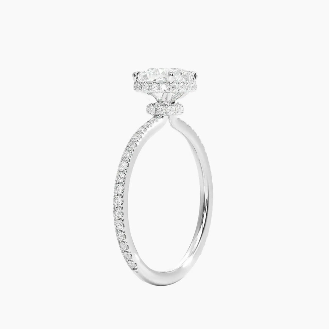 Mirabel Pave Cushion Hidden Halo 2 Carat Lab Grown Diamond Engagement Ring in 14K Yellow Gold