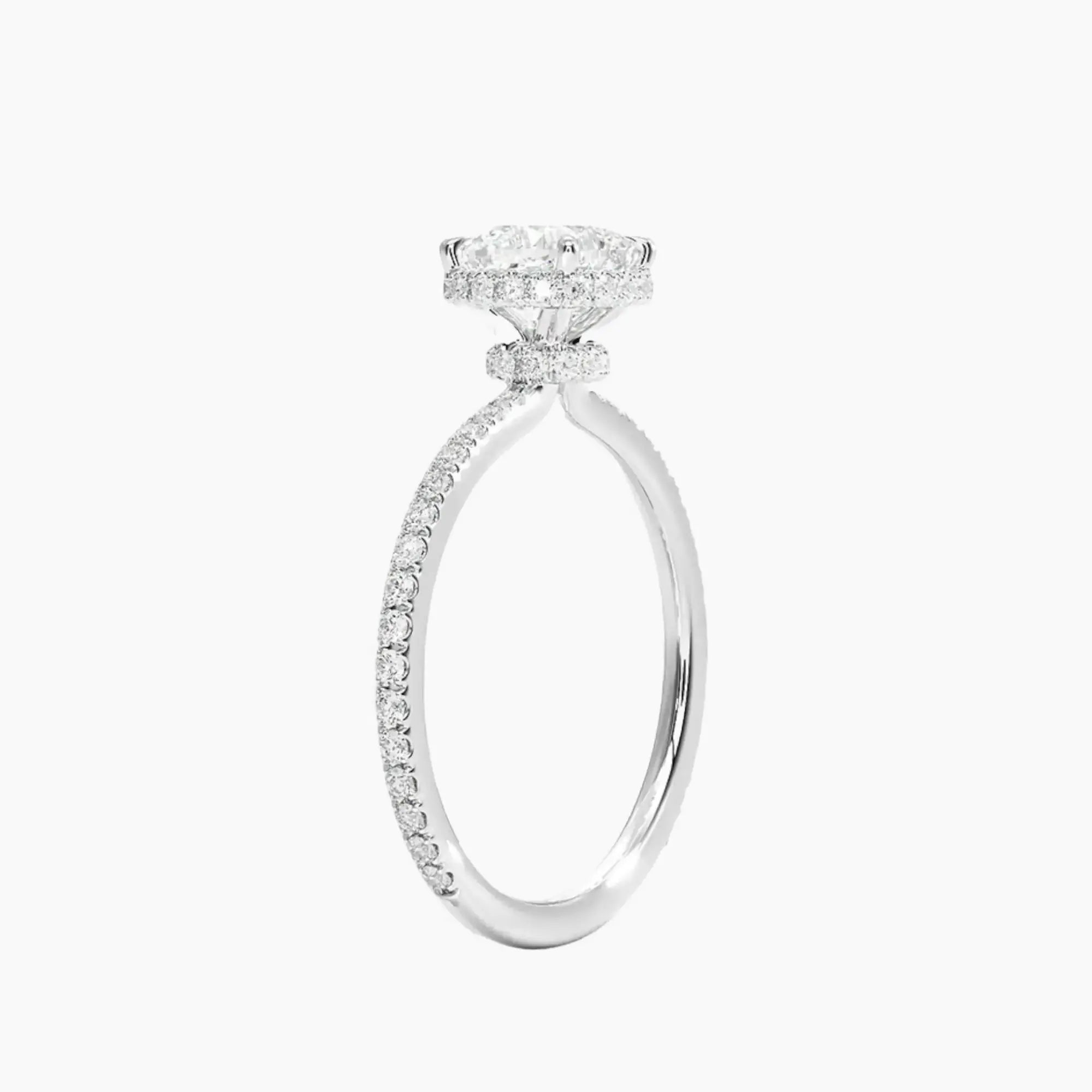 Mirabel Pave Cushion Hidden Halo 3 Carat Lab Grown Diamond Engagement Ring in 18K Rose Gold