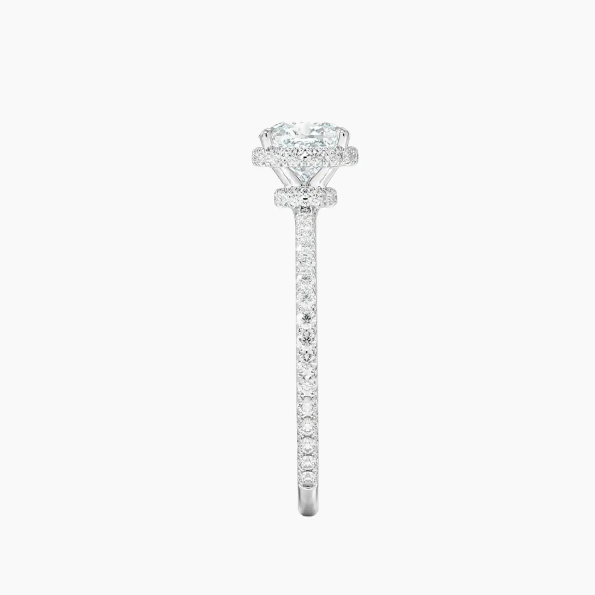 Mirabel Pave Cushion Hidden Halo 1 Carat Lab Grown Diamond Engagement Ring in 14K White Gold