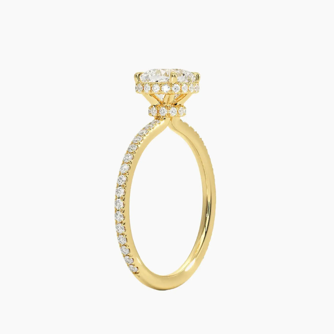 Mirabel Pave Cushion Hidden Halo 3 Carat Lab Grown Diamond Engagement Ring in 18K Rose Gold