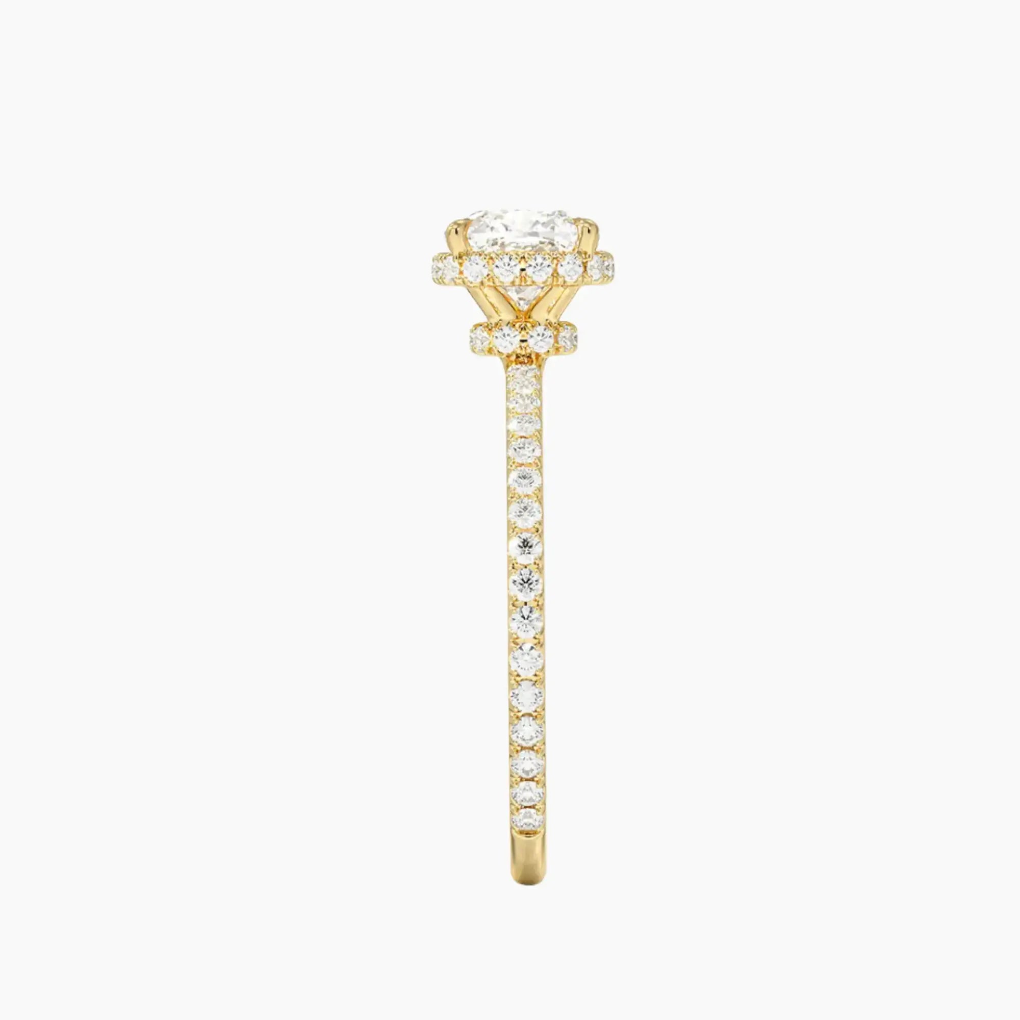Mirabel Pave Cushion Hidden Halo 3 Carat Lab Grown Diamond Engagement Ring in 18K Rose Gold
