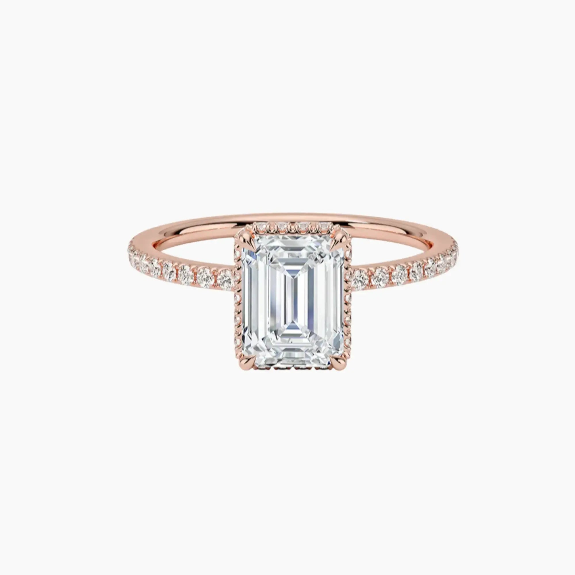Mirabel Pave Emerald Hidden Halo 2 Carat Lab Grown Diamond Engagement Ring in 18K White Gold