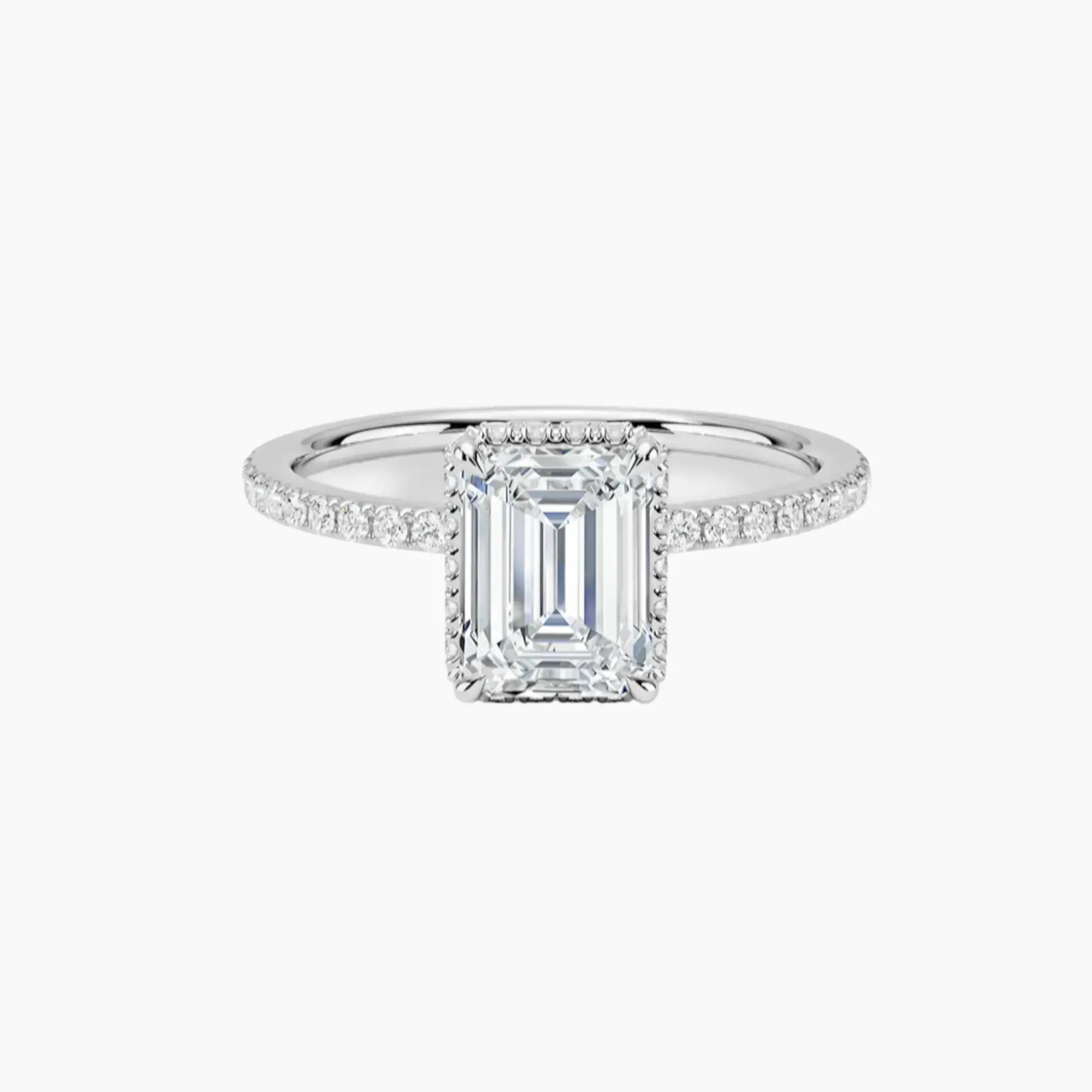 Mirabel Pave Emerald Hidden Halo 1 Carat Lab Grown Diamond Engagement Ring in 14K Yellow Gold