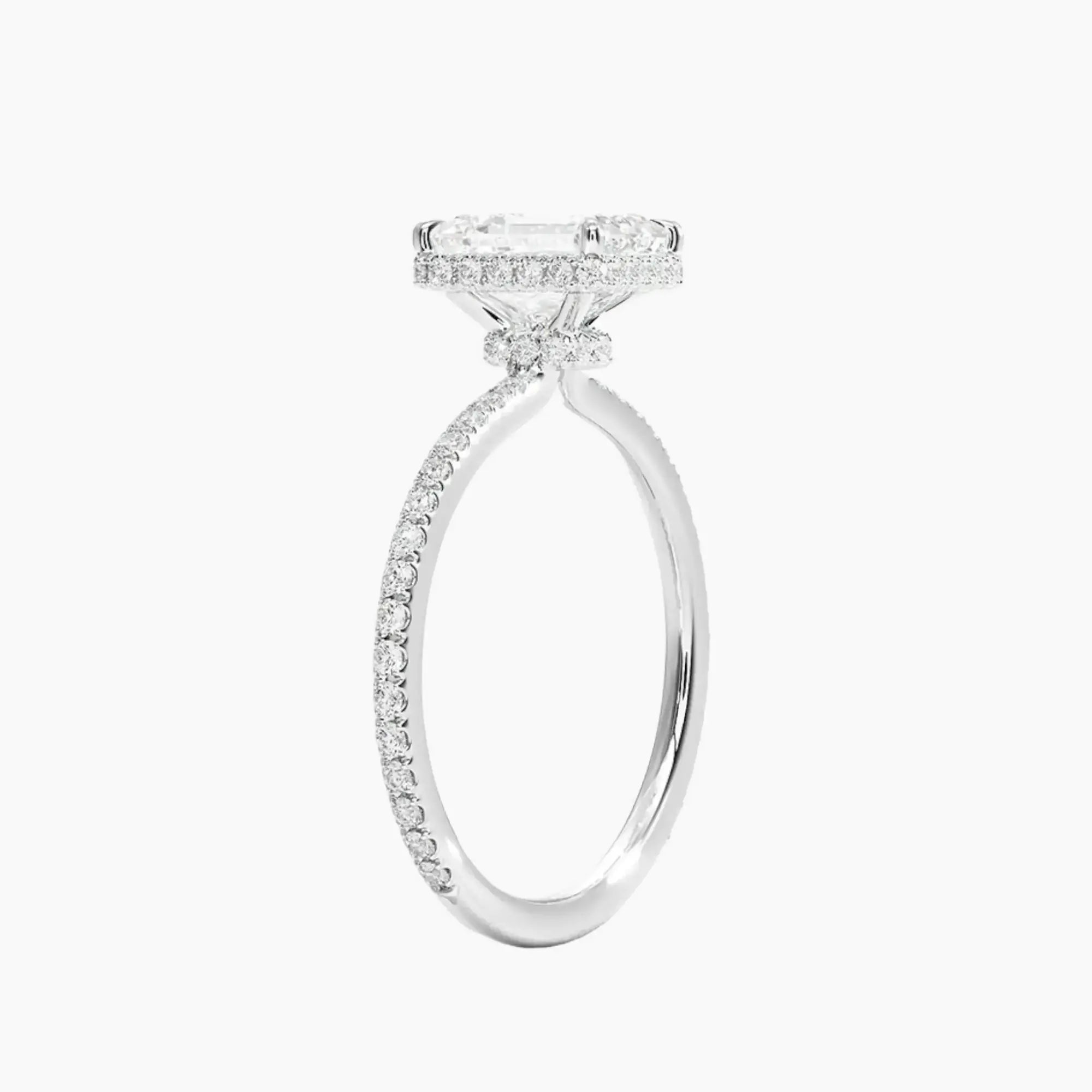 Mirabel Pave Emerald Hidden Halo 2.5 Carat Lab Grown Diamond Engagement Ring in 18K Yellow Gold