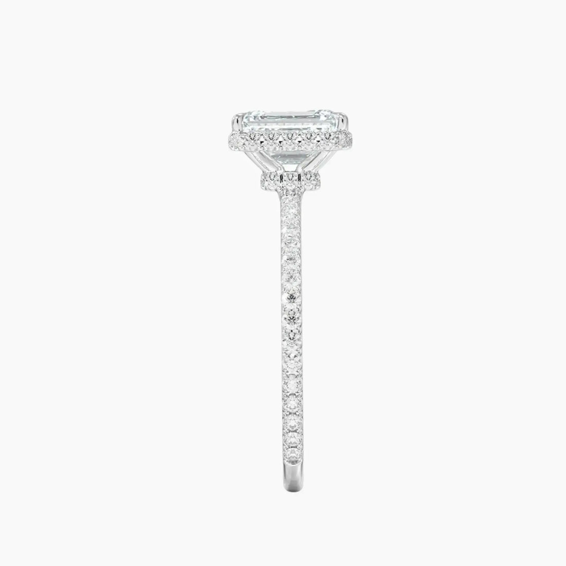 Mirabel Pave Emerald Hidden Halo Diamond Ring Setting in 14K Yellow Gold