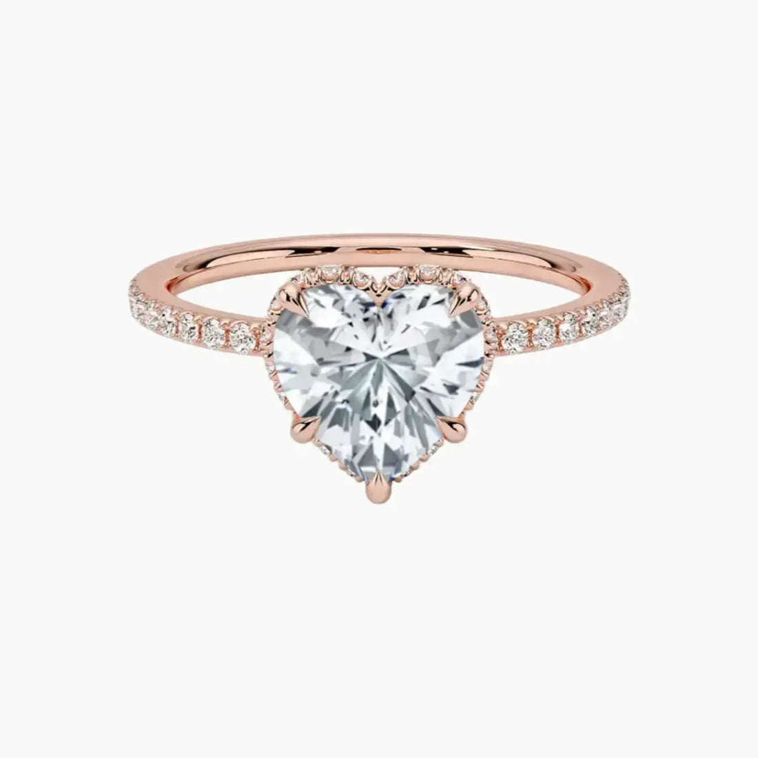 Mirabel Pave Heart Hidden Halo 2 Carat Lab Grown Diamond Engagement Ring in 18K Rose Gold