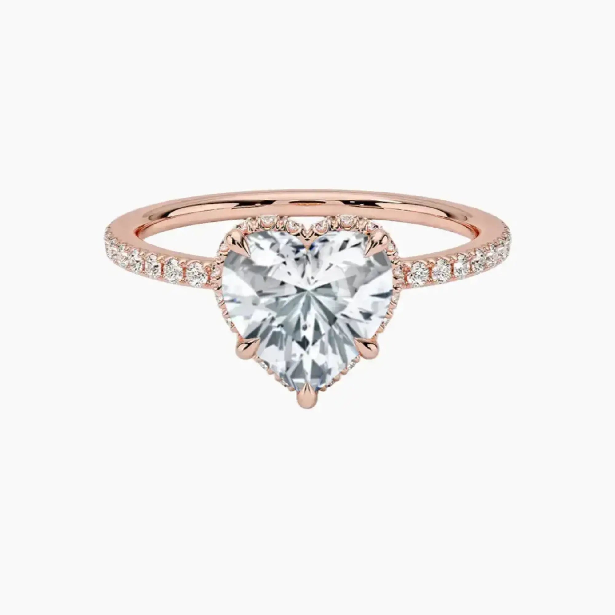 Mirabel Pave Heart Hidden Halo 2.5 Carat Lab Grown Diamond Engagement Ring in 14K Rose Gold