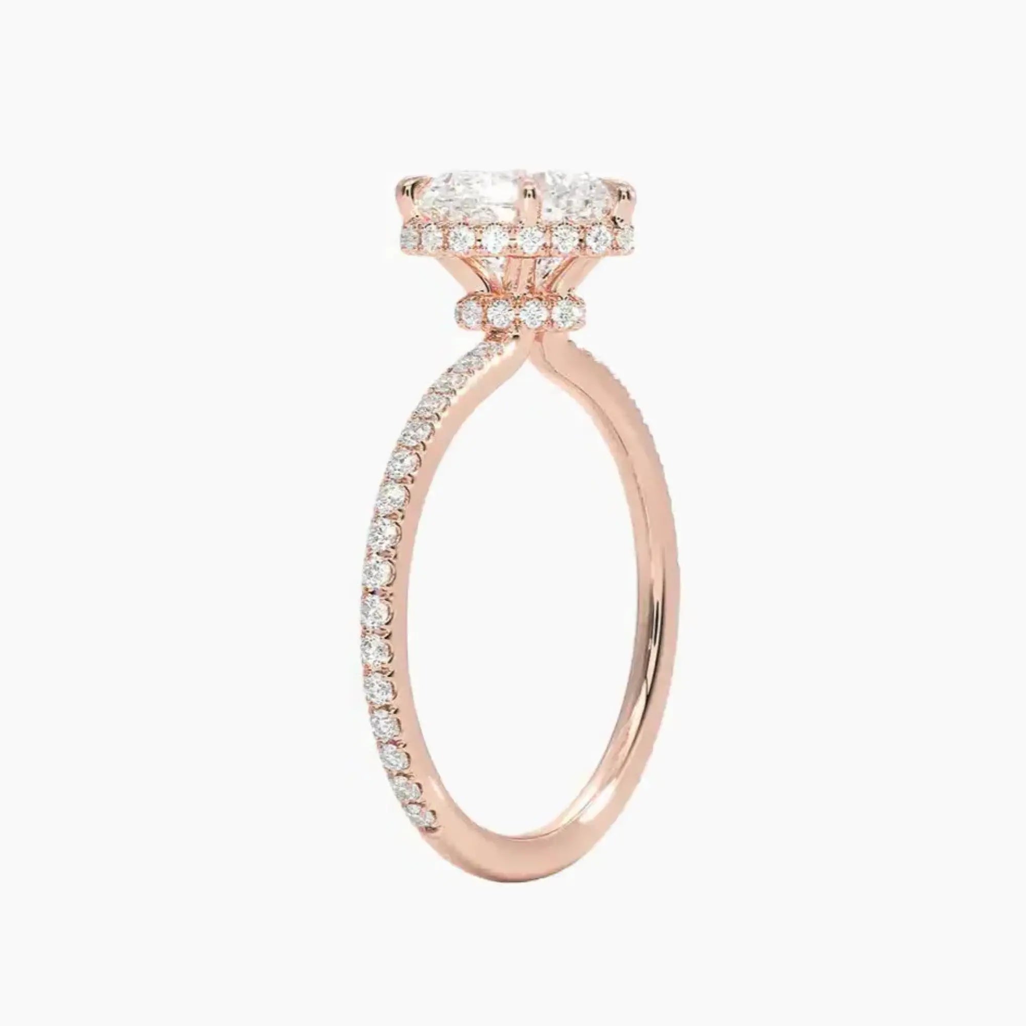 Mirabel Pave Heart Hidden Halo 2 Carat Lab Grown Diamond Engagement Ring in 14K Rose Gold